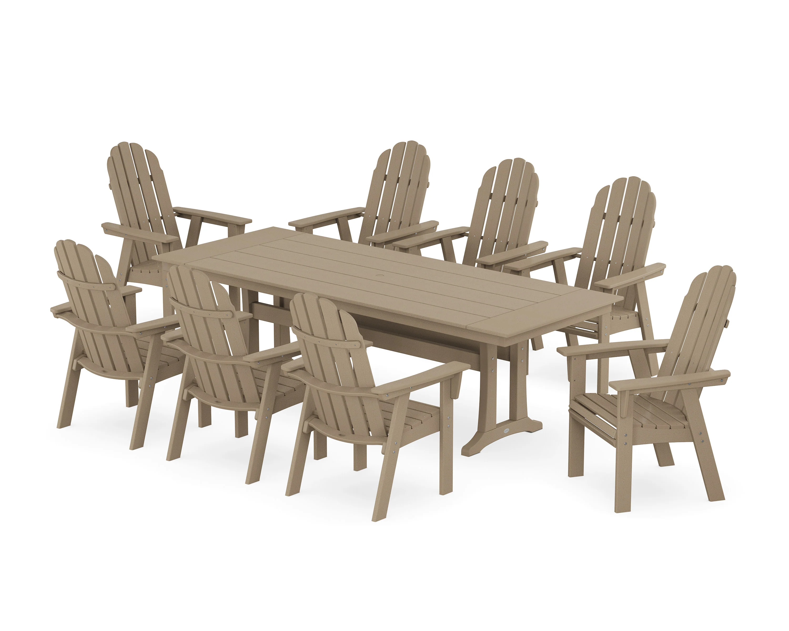 Vineyard 9-Piece Curveback Adirondack Farmhouse Dining Set with Trestle Legs - Image 5