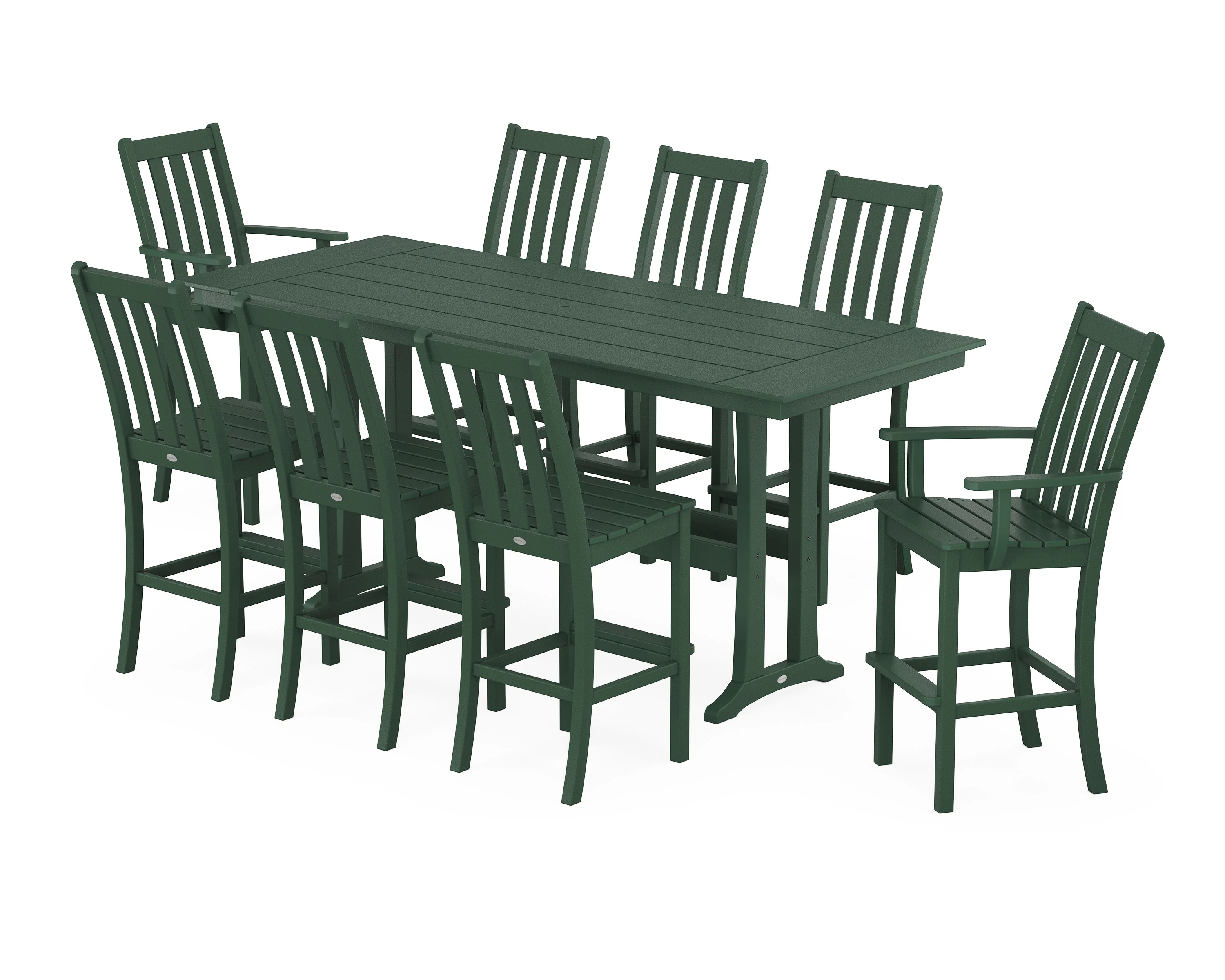 Vineyard 9-Piece Farmhouse Bar Set with Trestle Legs - Image 10