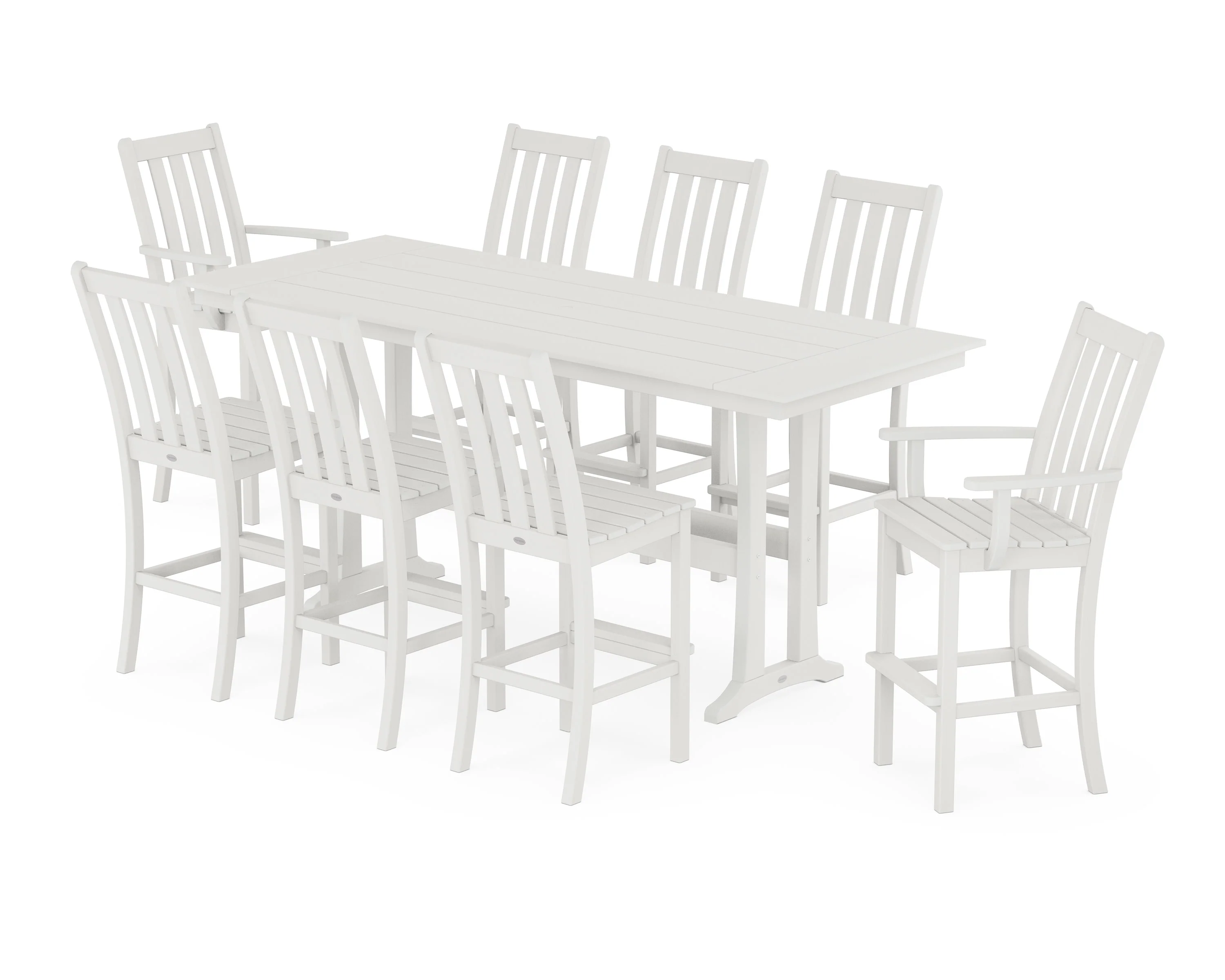 Vineyard 9-Piece Farmhouse Bar Set with Trestle Legs - Image 12