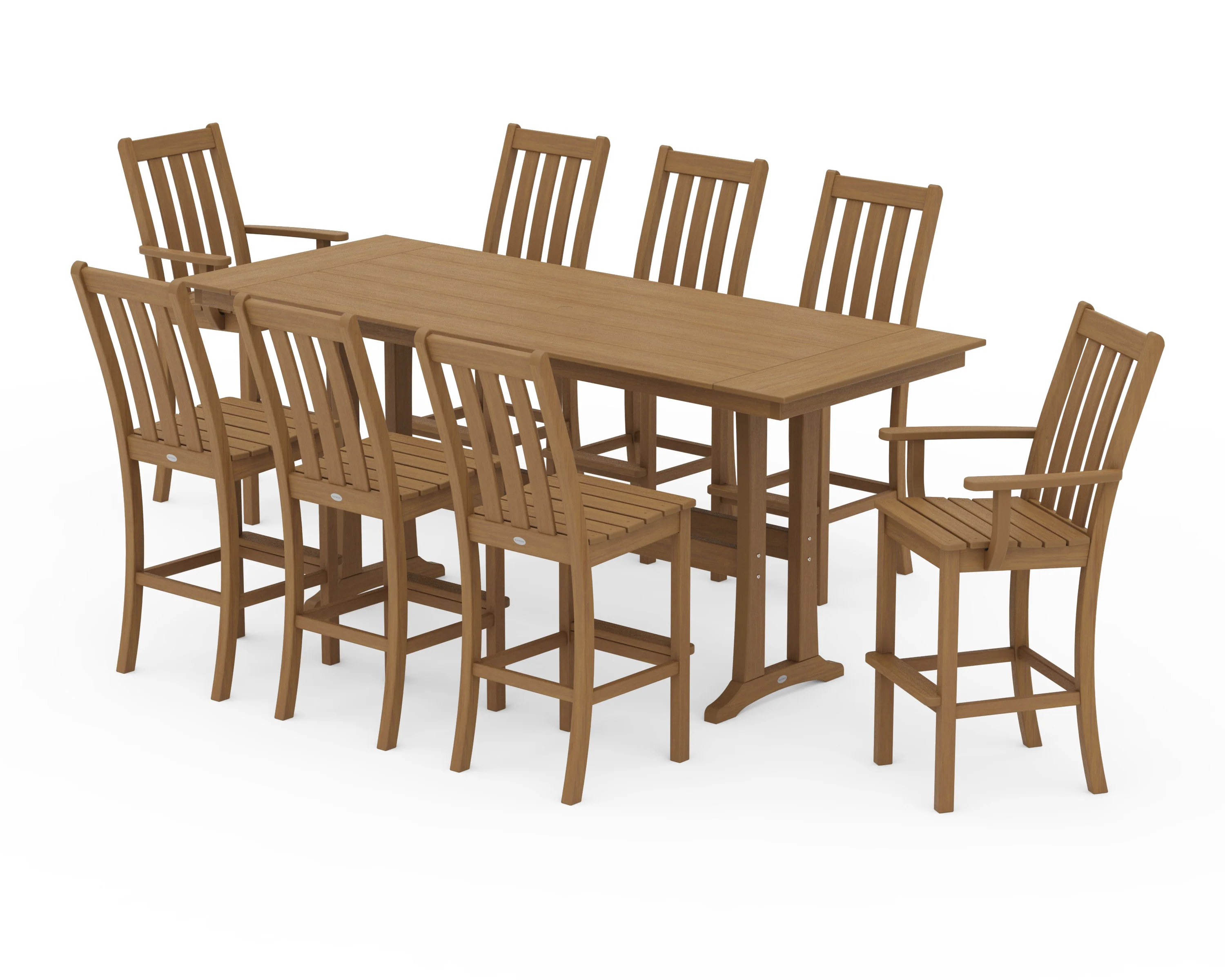 Vineyard 9-Piece Farmhouse Bar Set with Trestle Legs - Image 13