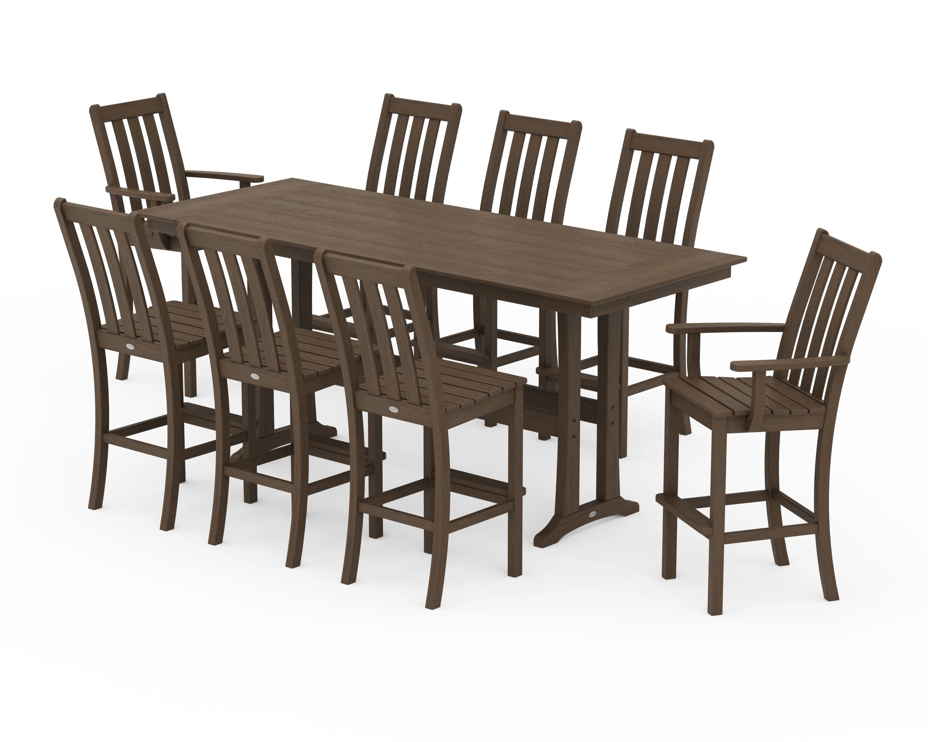 Vineyard 9-Piece Farmhouse Bar Set with Trestle Legs - Image 15