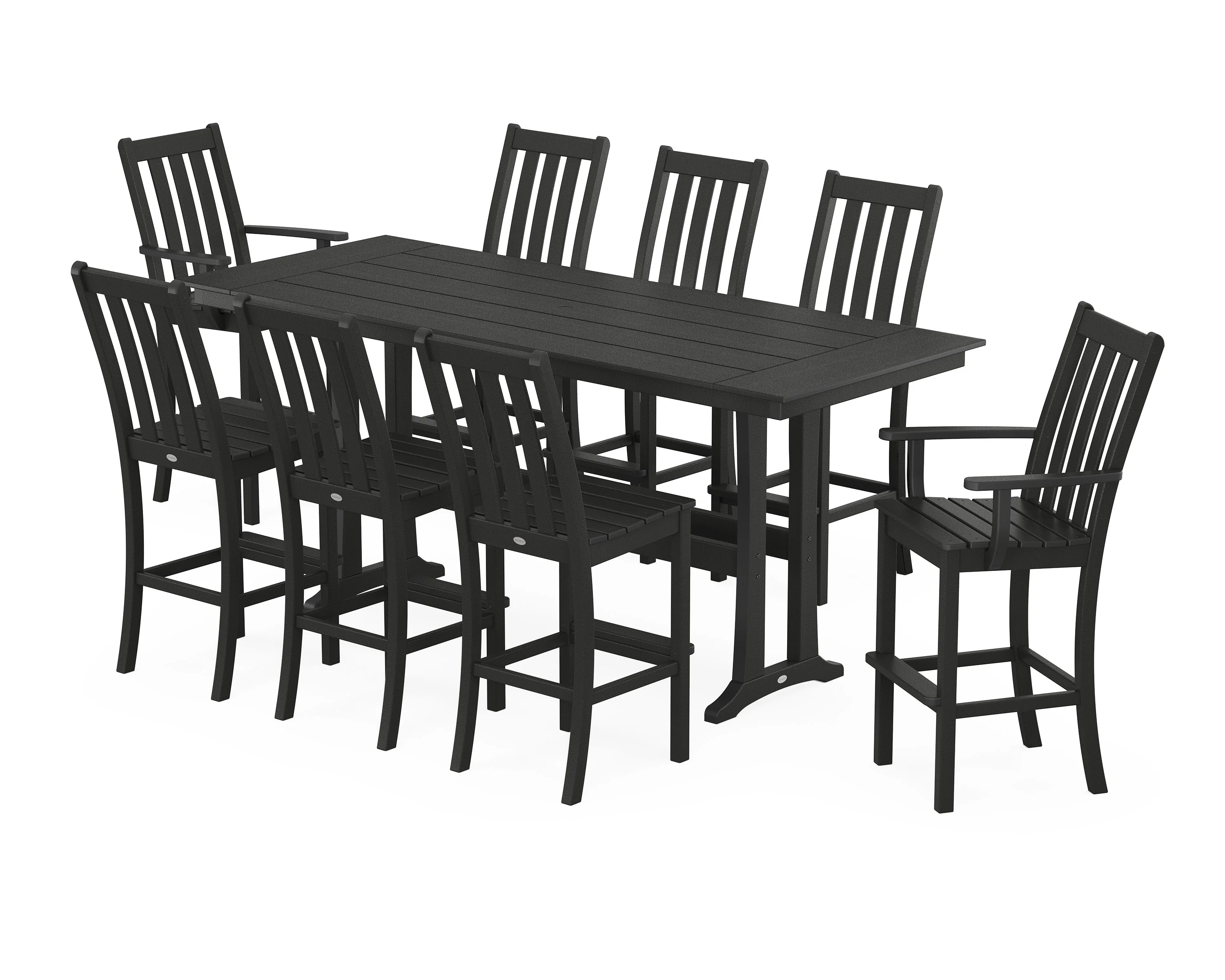 Vineyard 9-Piece Farmhouse Bar Set with Trestle Legs - Image 6