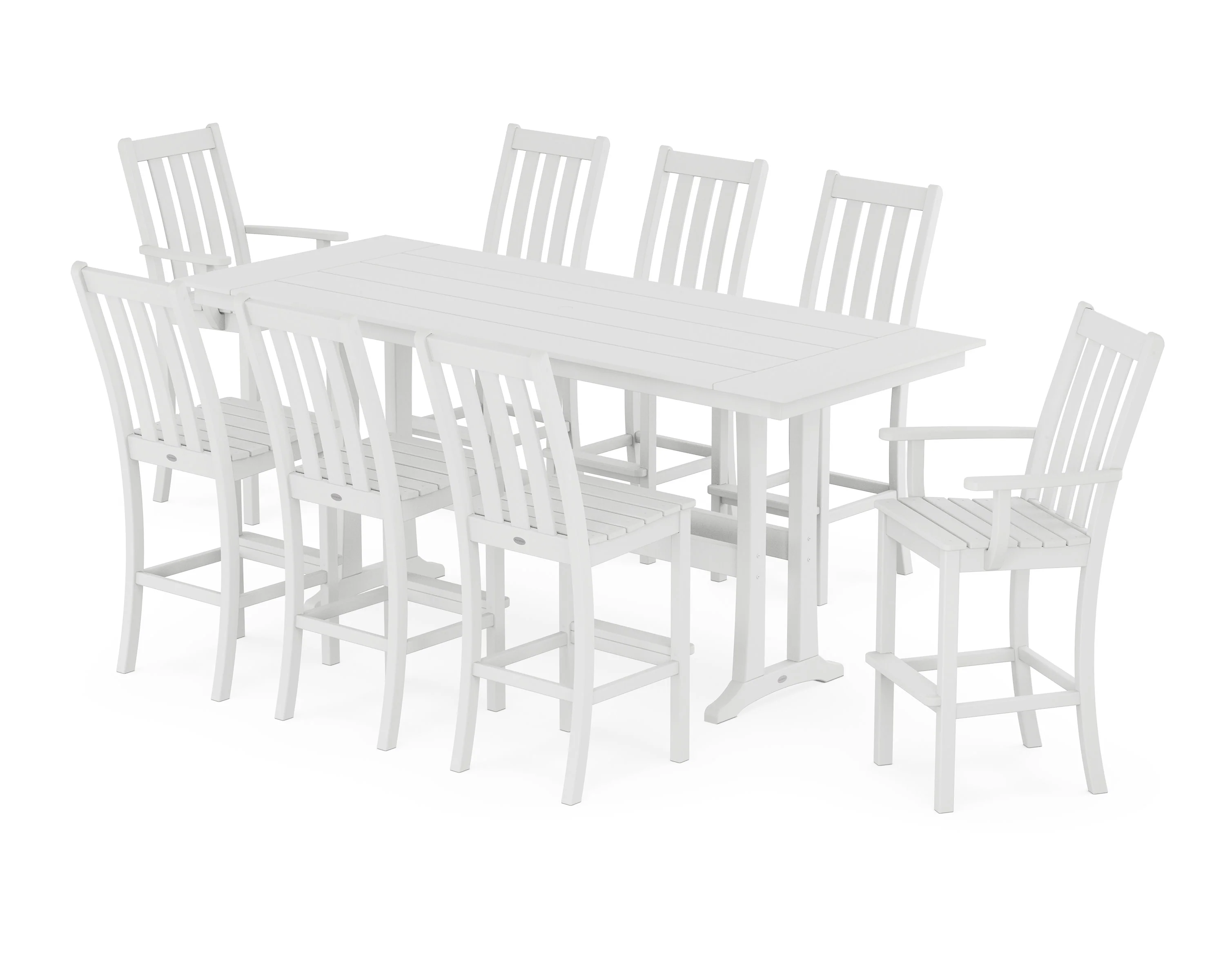 Vineyard 9-Piece Farmhouse Bar Set with Trestle Legs - Image 7