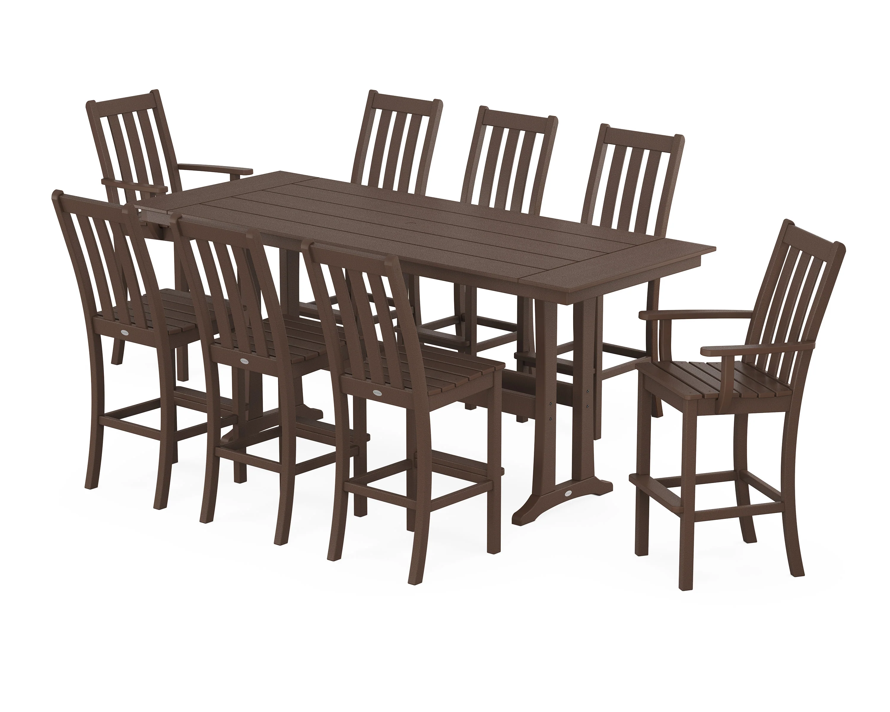 Vineyard 9-Piece Farmhouse Bar Set with Trestle Legs - Image 8