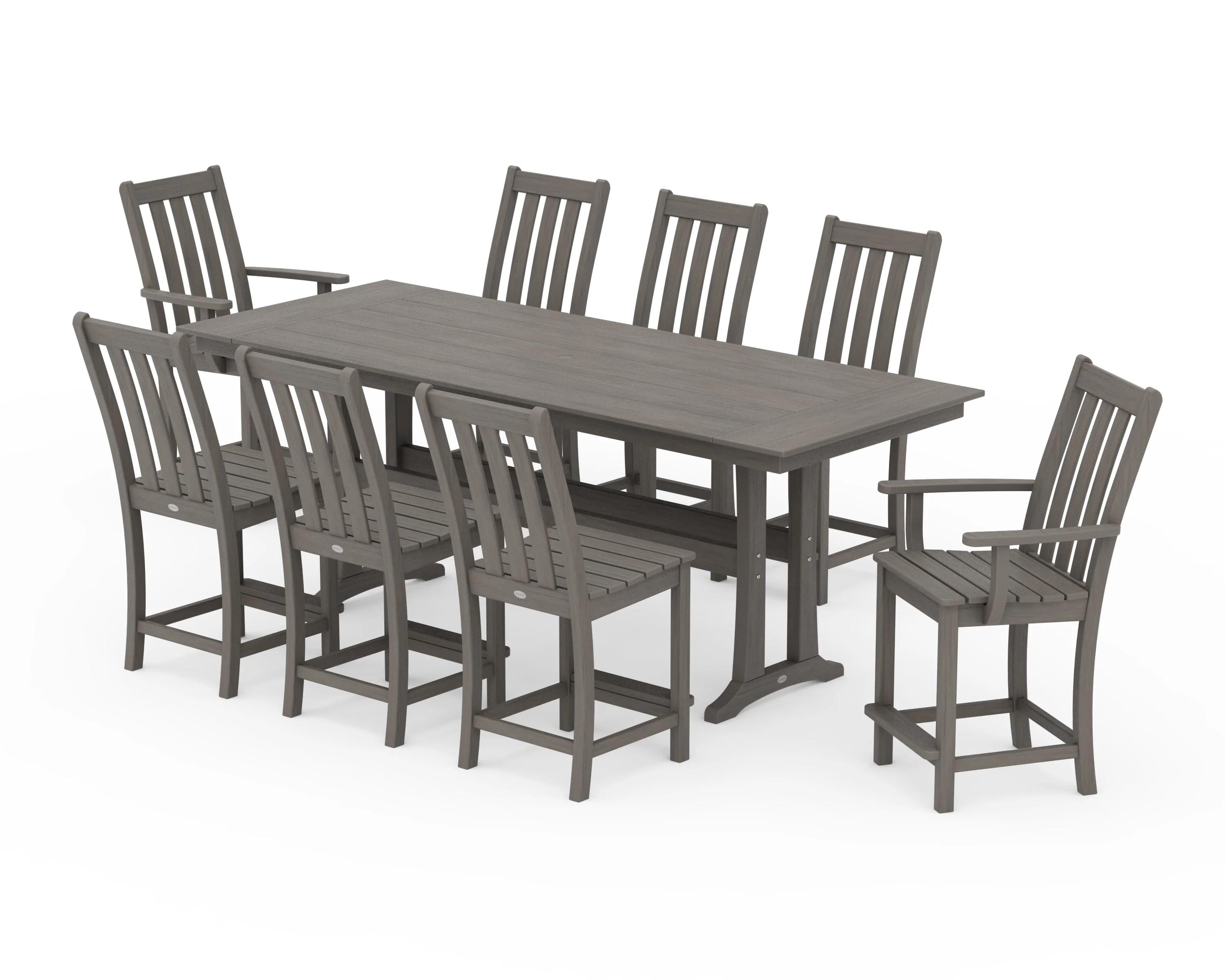 Vineyard 9-Piece Farmhouse Counter Set with Trestle Legs - Image 14
