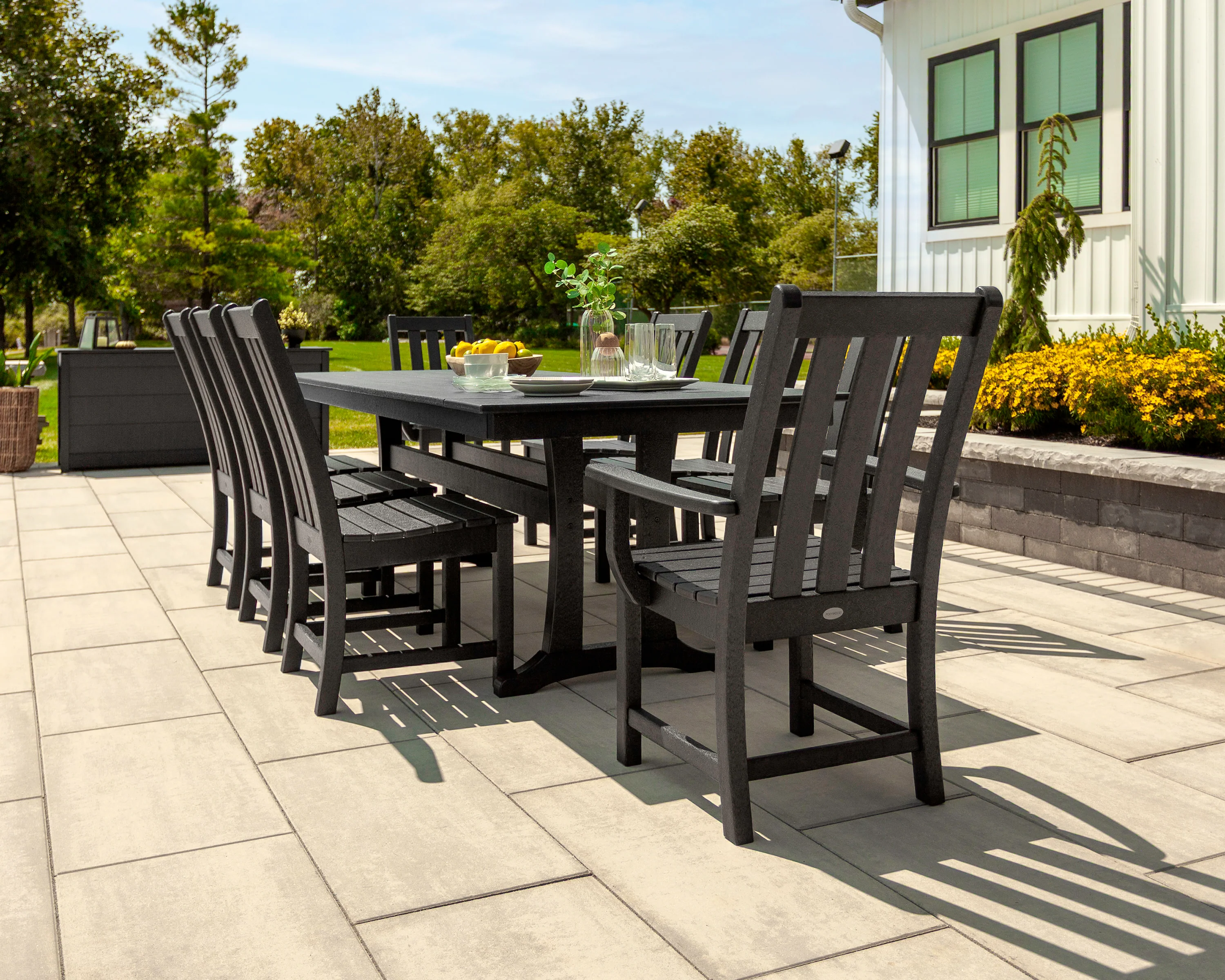 Vineyard 9-Piece Farmhouse Dining Set with Trestle Legs - Image 6