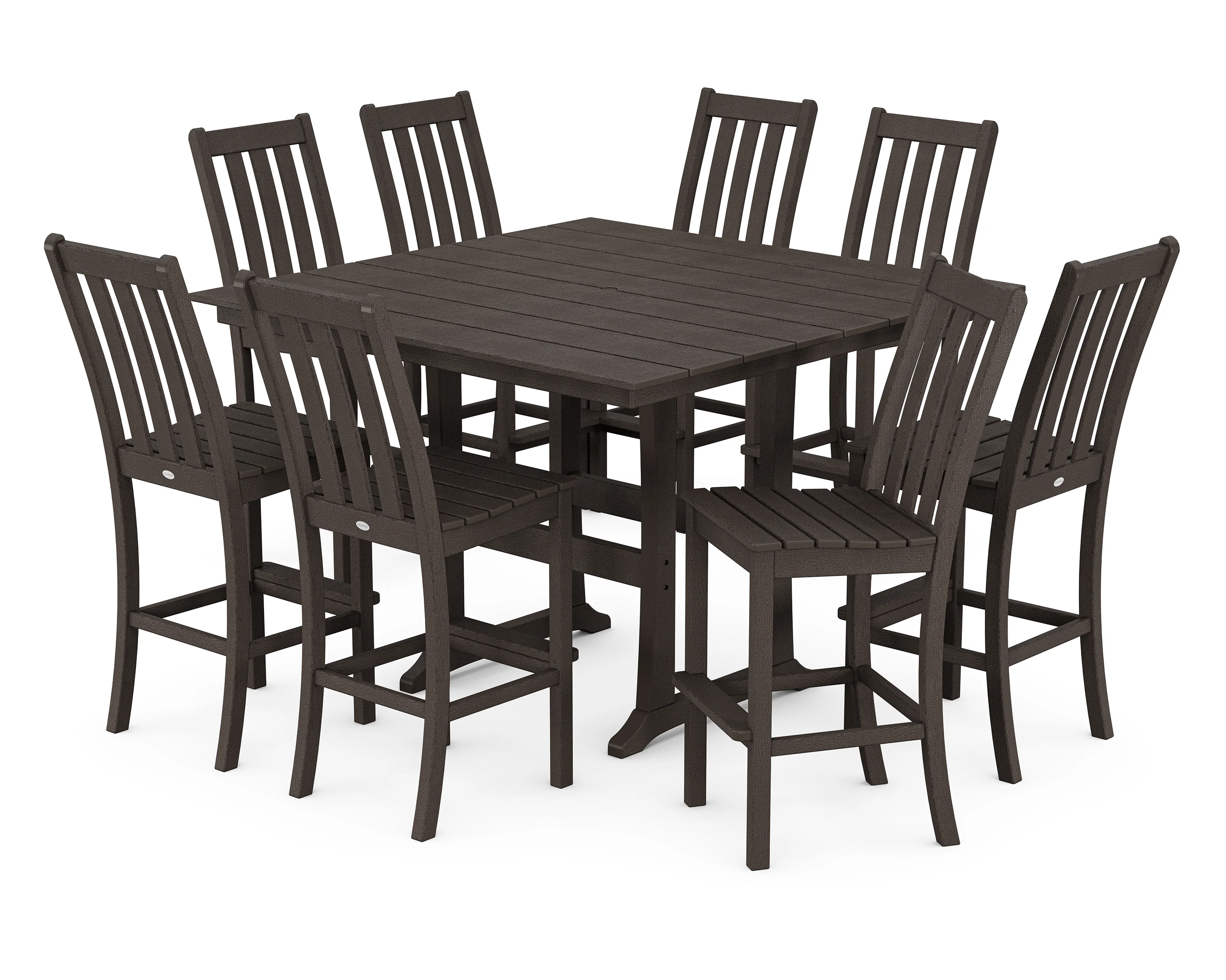 Vineyard 9-Piece Farmhouse Trestle Bar Set - Image 9