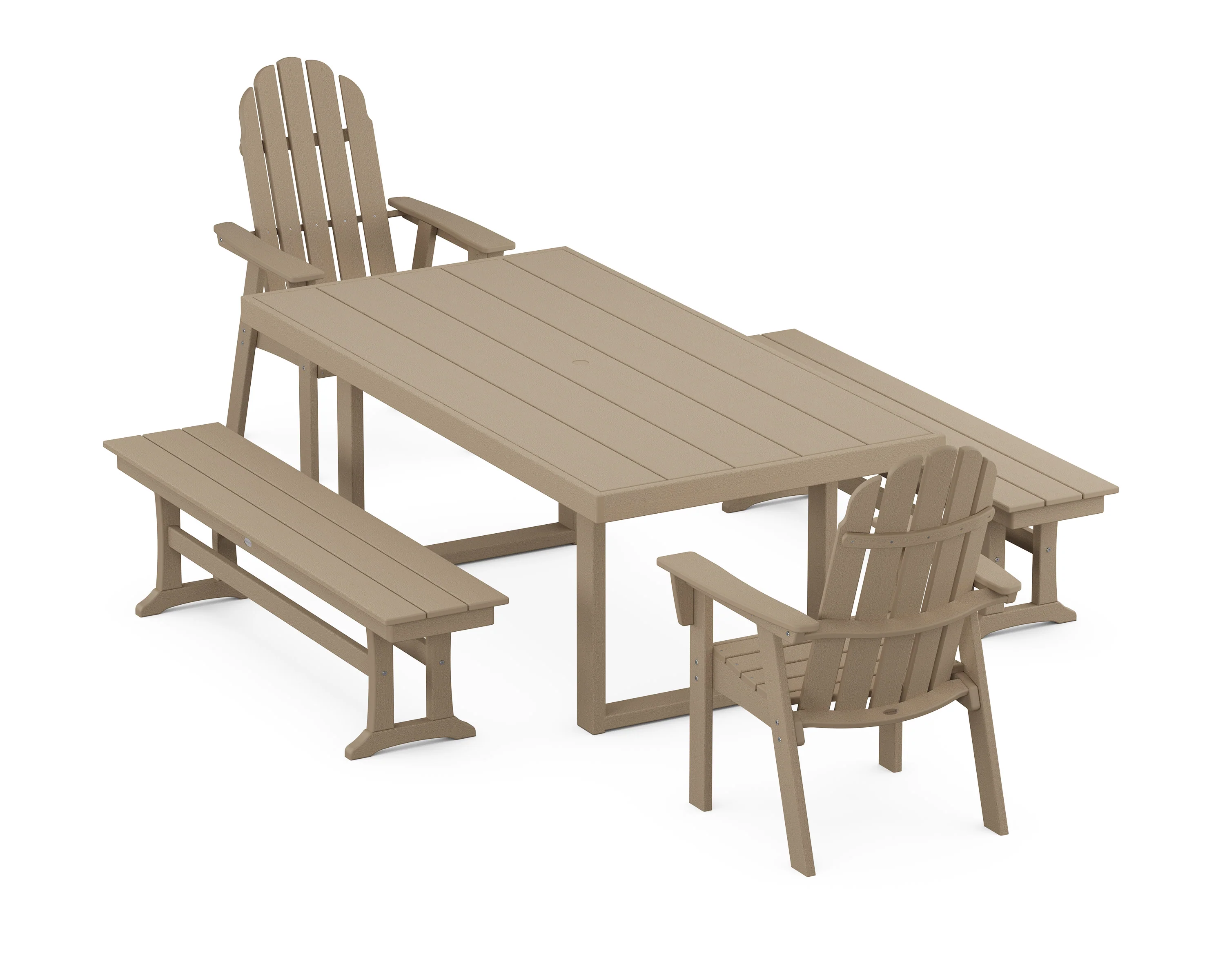 Vineyard Adirondack 5-Piece Dining Set with Benches - Image 10