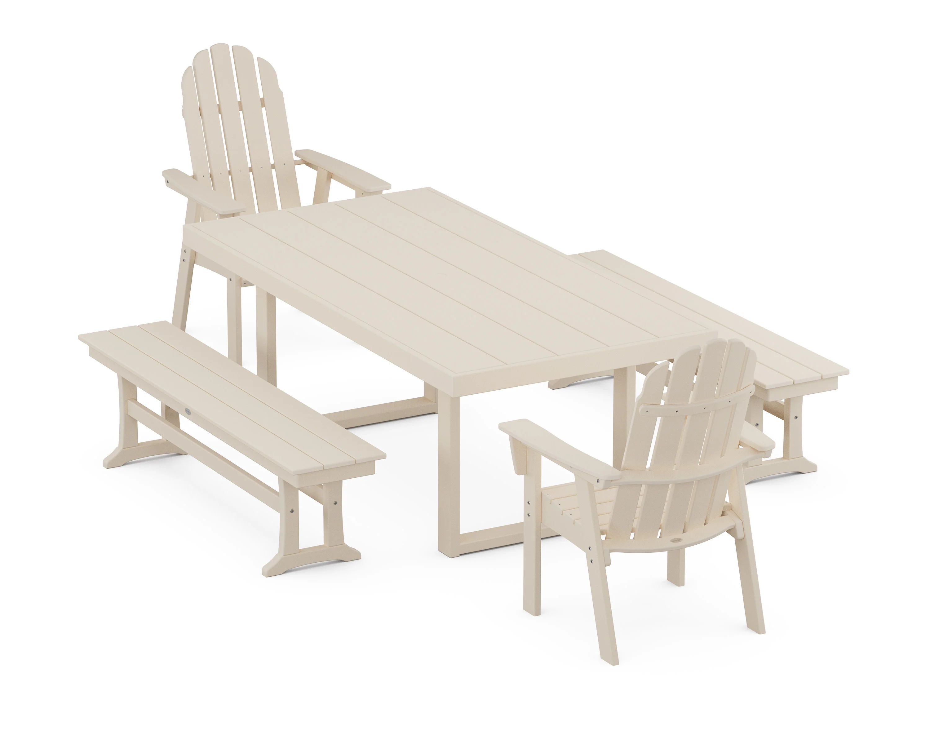 Vineyard Adirondack 5-Piece Dining Set with Benches - Image 12