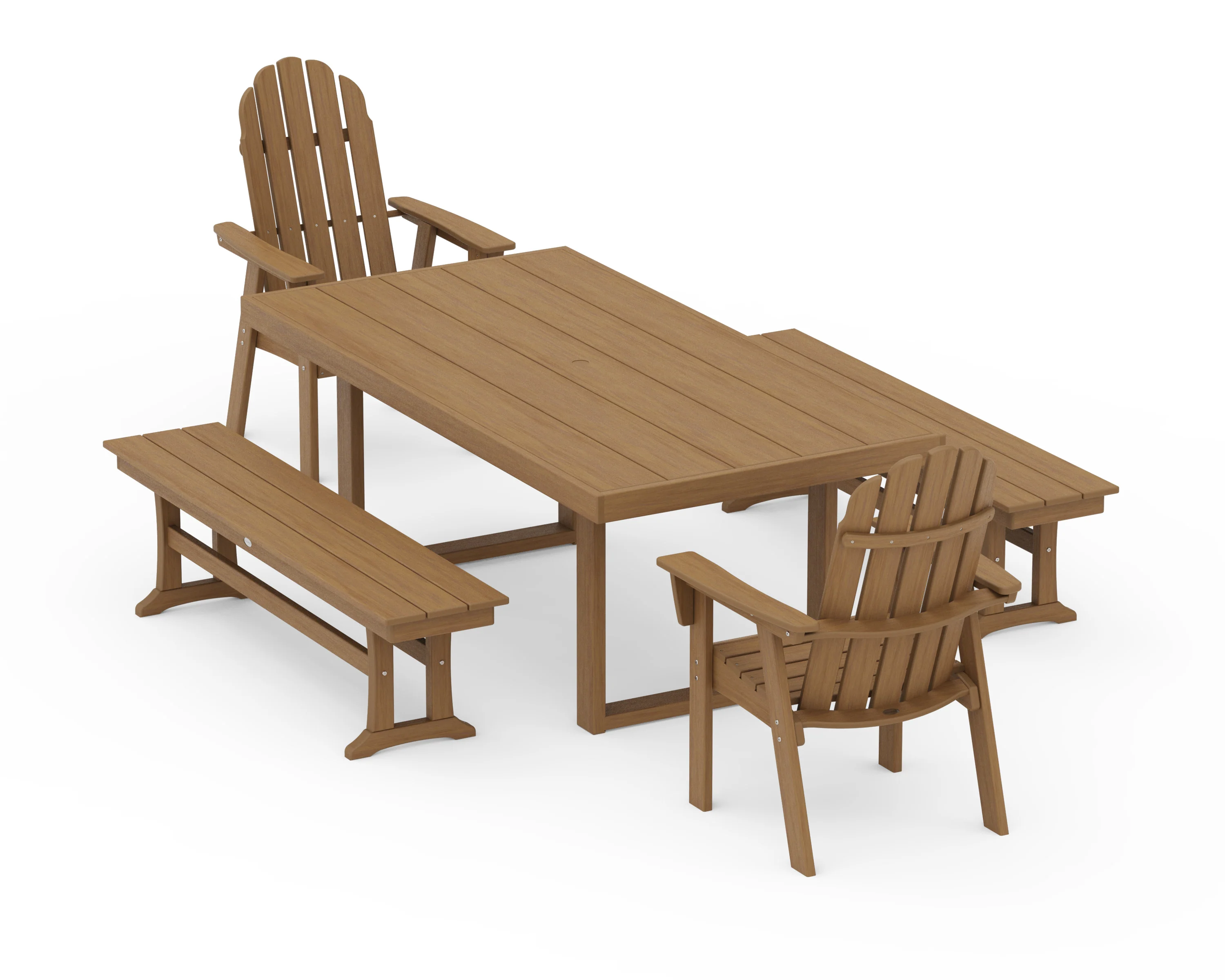 Vineyard Adirondack 5-Piece Dining Set with Benches - Image 13