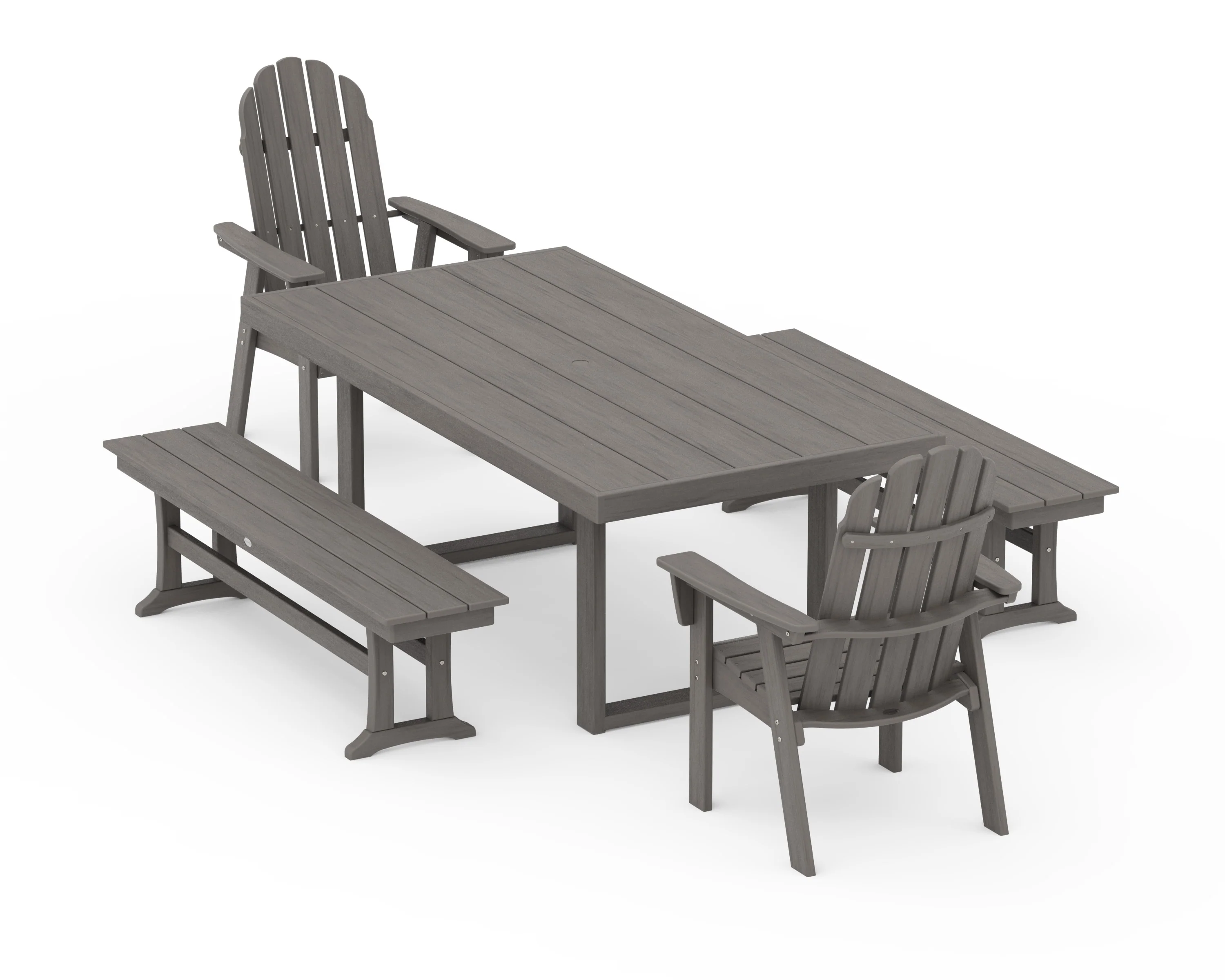Vineyard Adirondack 5-Piece Dining Set with Benches - Image 14