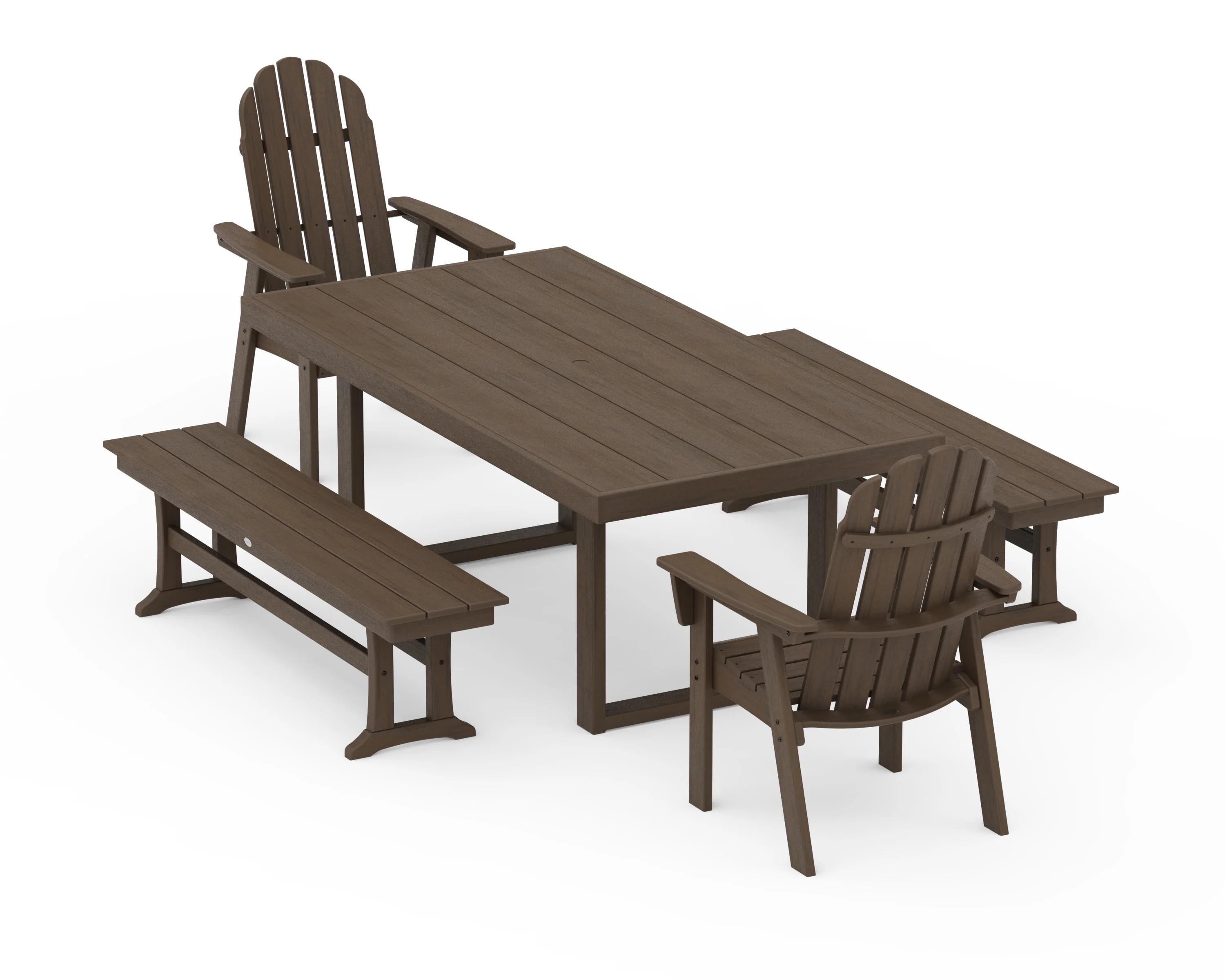 Vineyard Adirondack 5-Piece Dining Set with Benches - Image 15