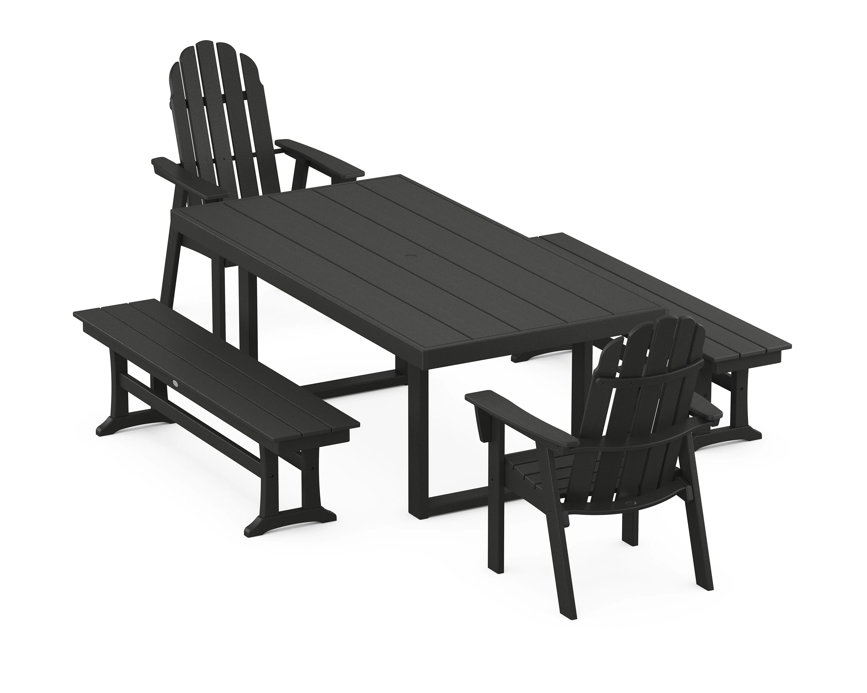 Vineyard Adirondack 5-Piece Dining Set with Benches - Image 4