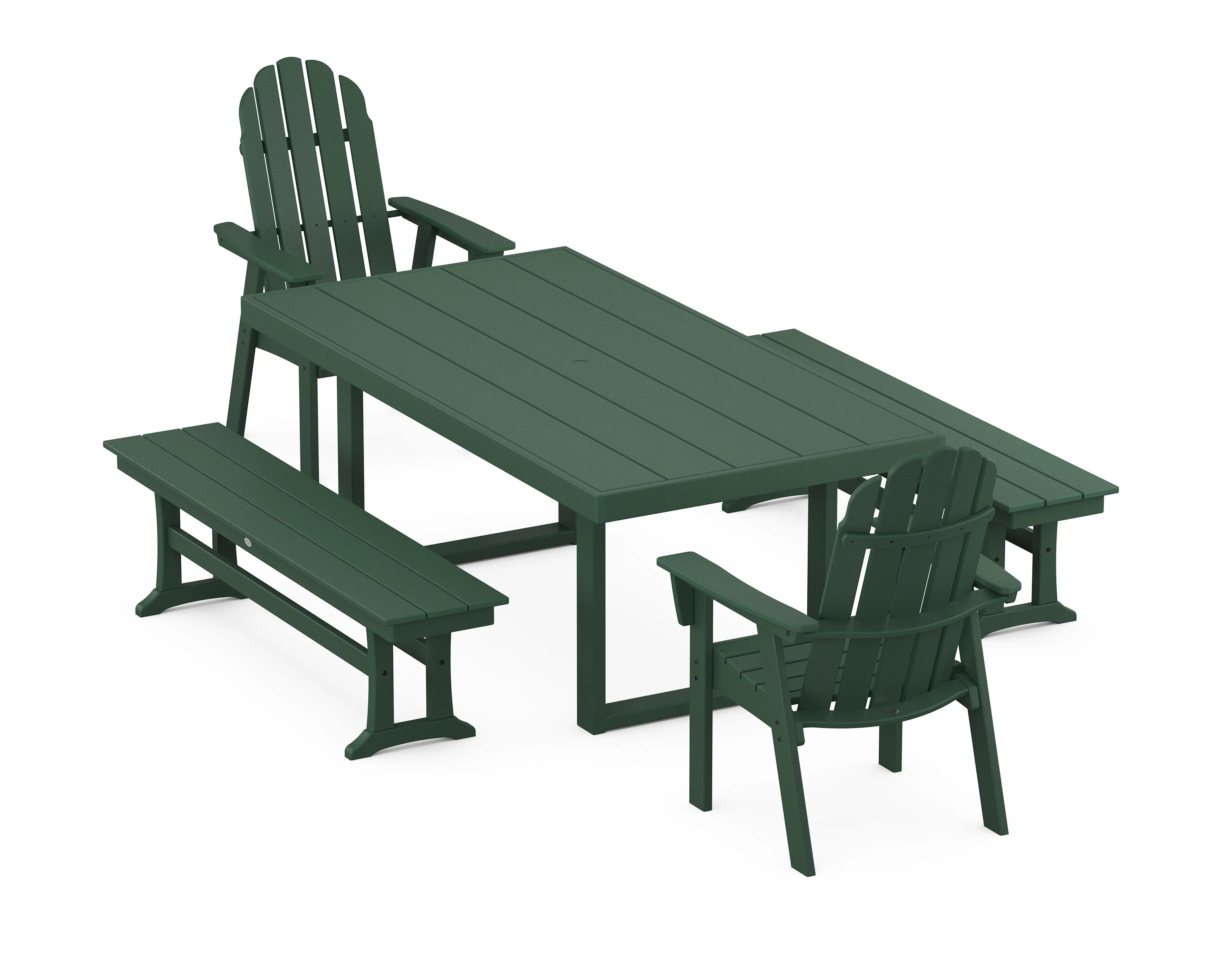 Vineyard Adirondack 5-Piece Dining Set with Benches - Image 5