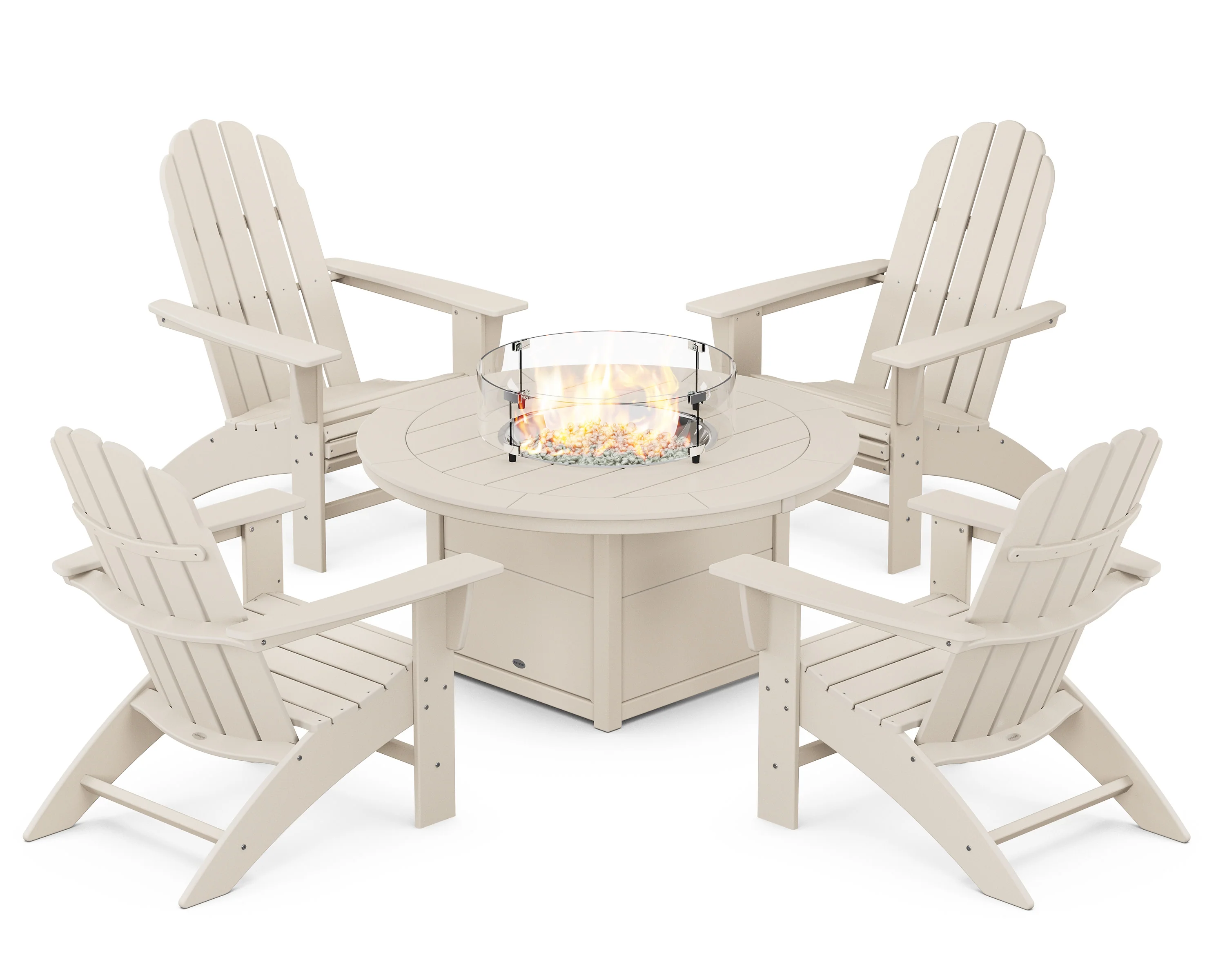 Vineyard Curveback Adirondack 5-Piece Conversation Set with Fire Pit Table - Image 6