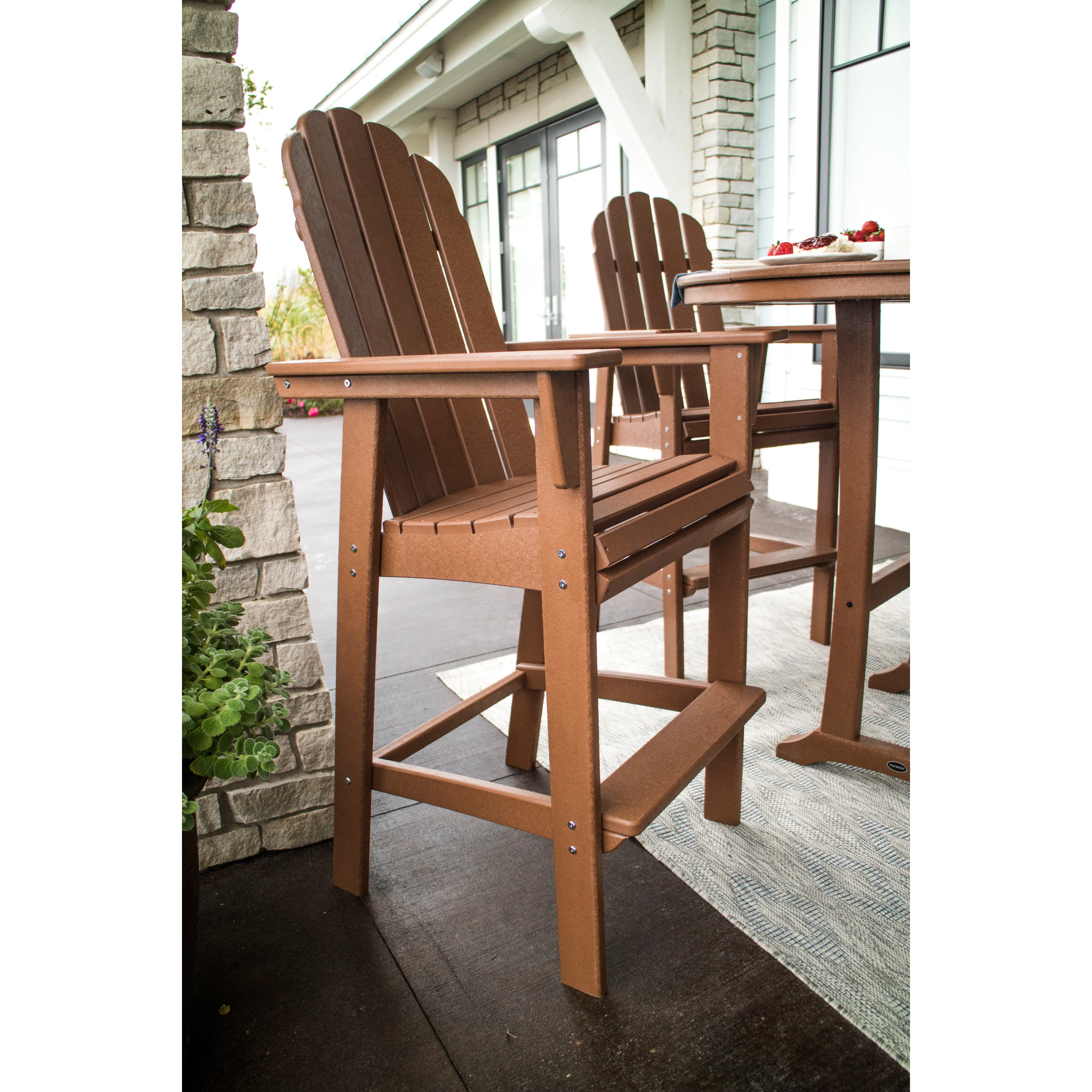 Vineyard Curveback Adirondack 5-Piece Nautical Trestle Bar Set - Image 11