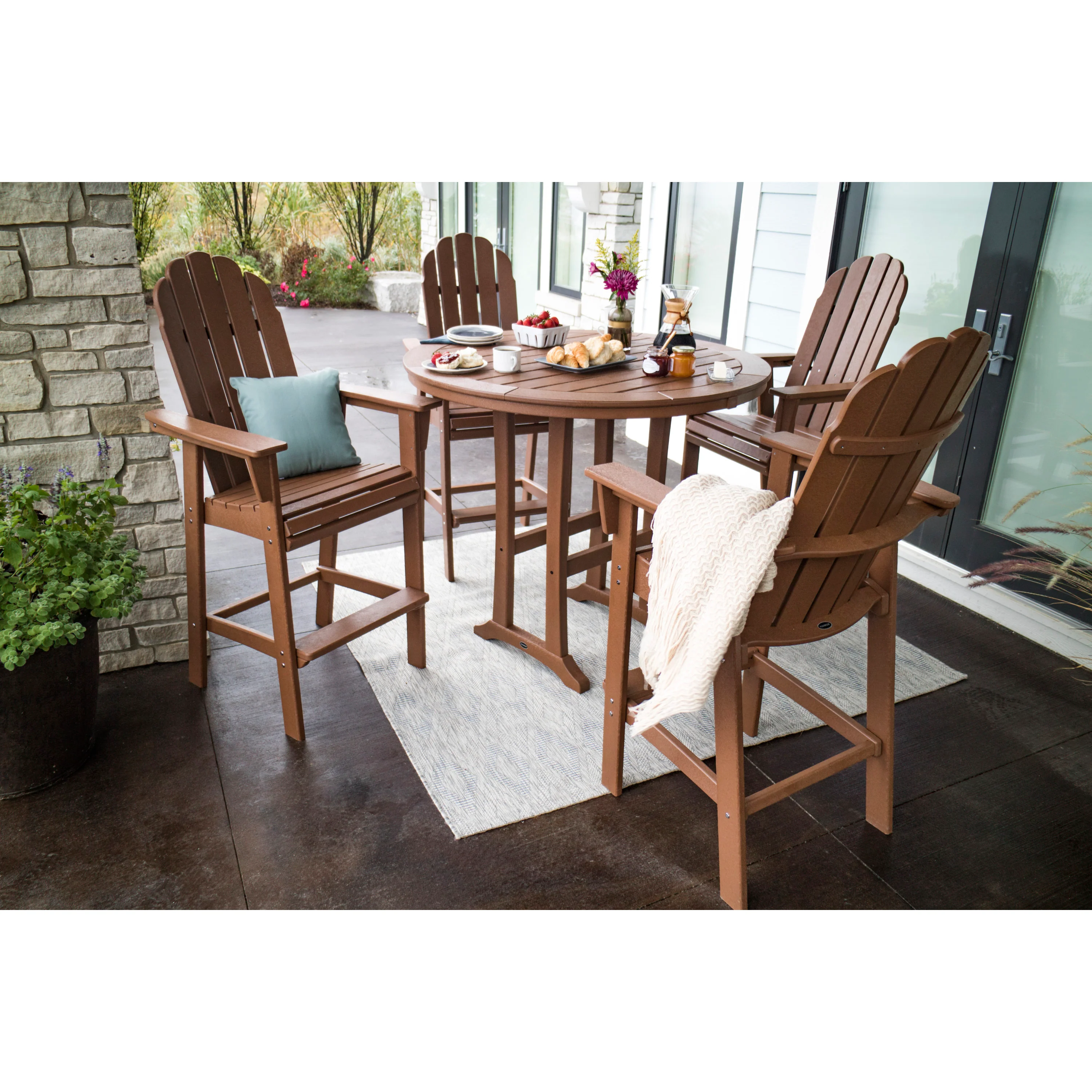 Vineyard Curveback Adirondack 5-Piece Nautical Trestle Bar Set - Image 12