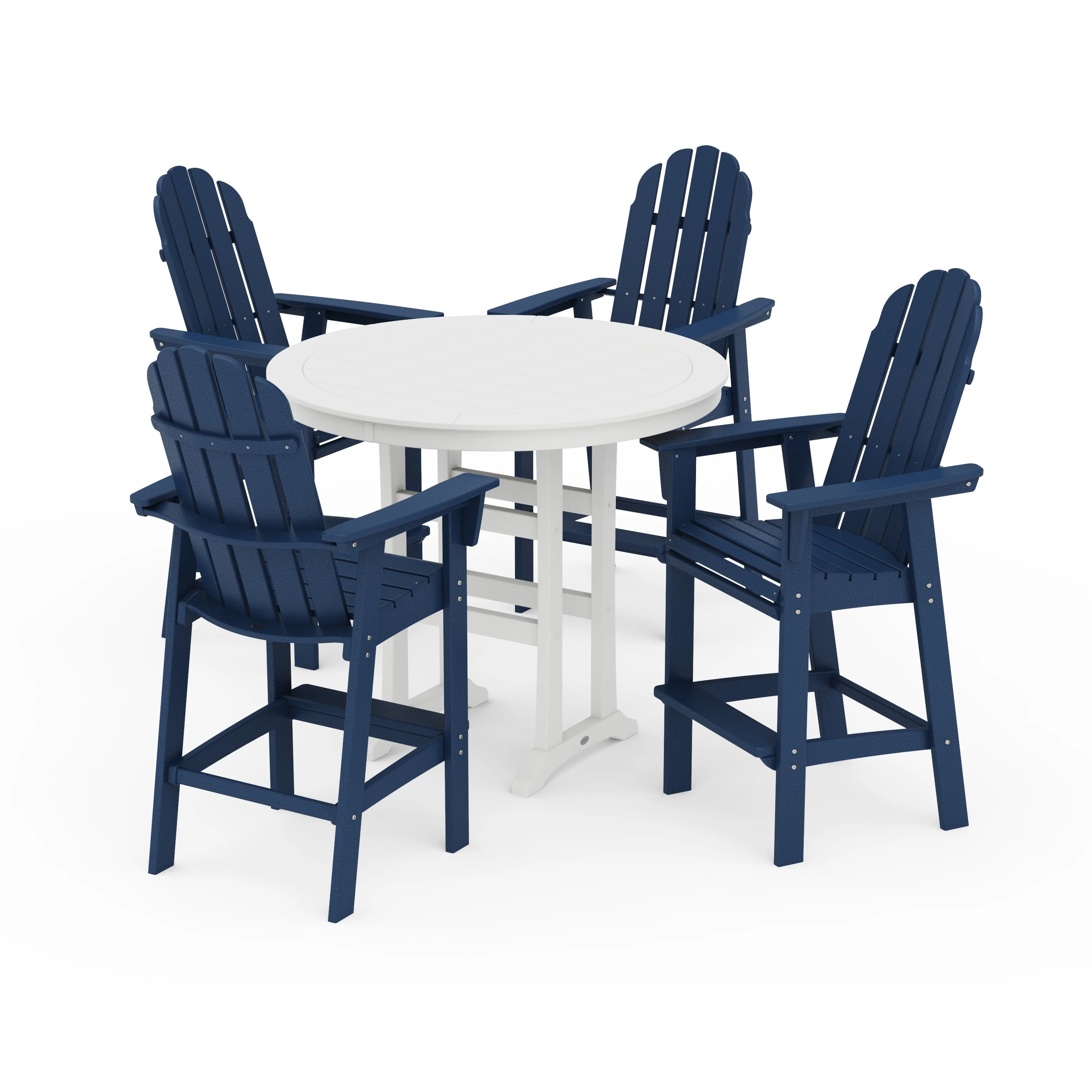 Vineyard Curveback Adirondack 5-Piece Nautical Trestle Bar Set - Image 16