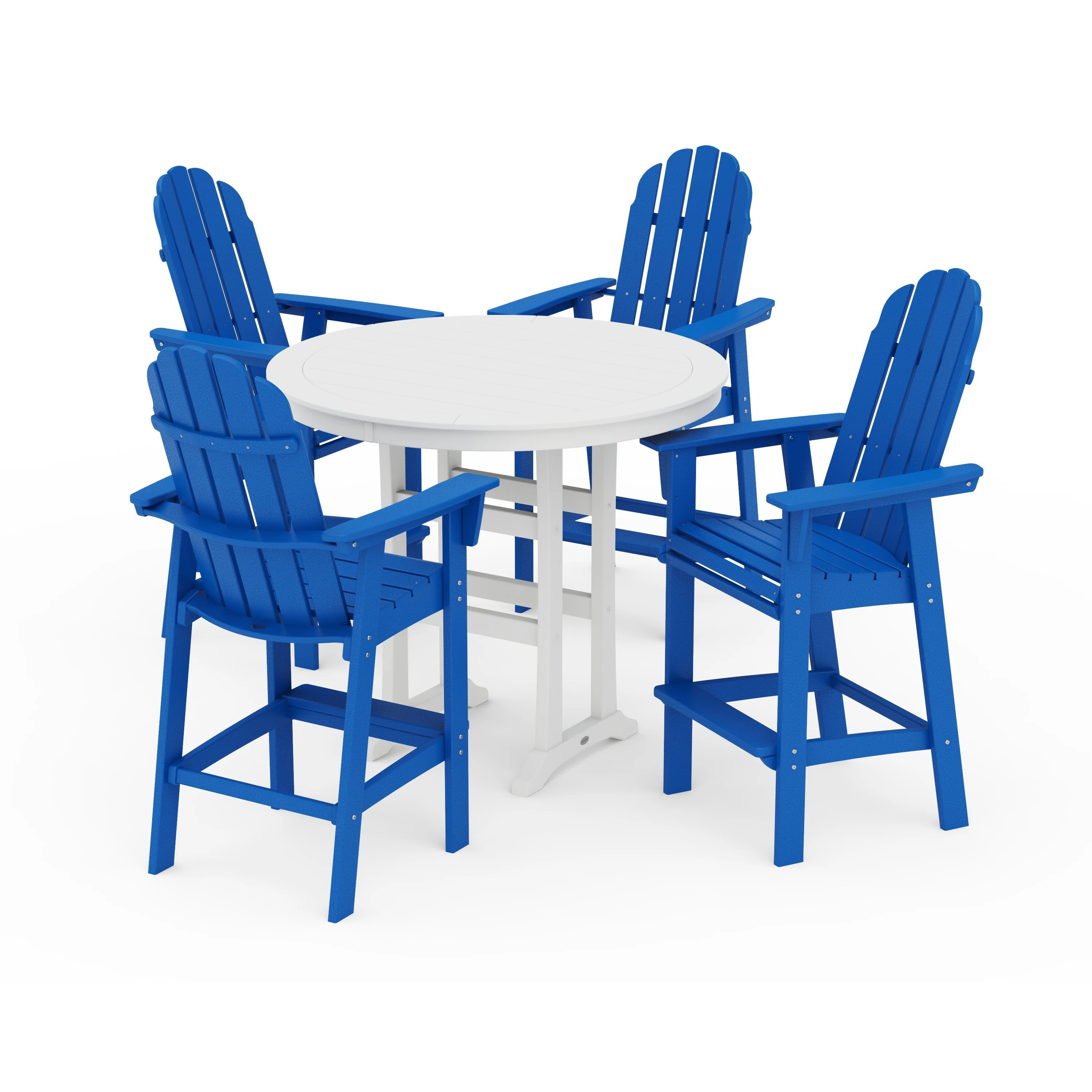 Vineyard Curveback Adirondack 5-Piece Nautical Trestle Bar Set - Image 22