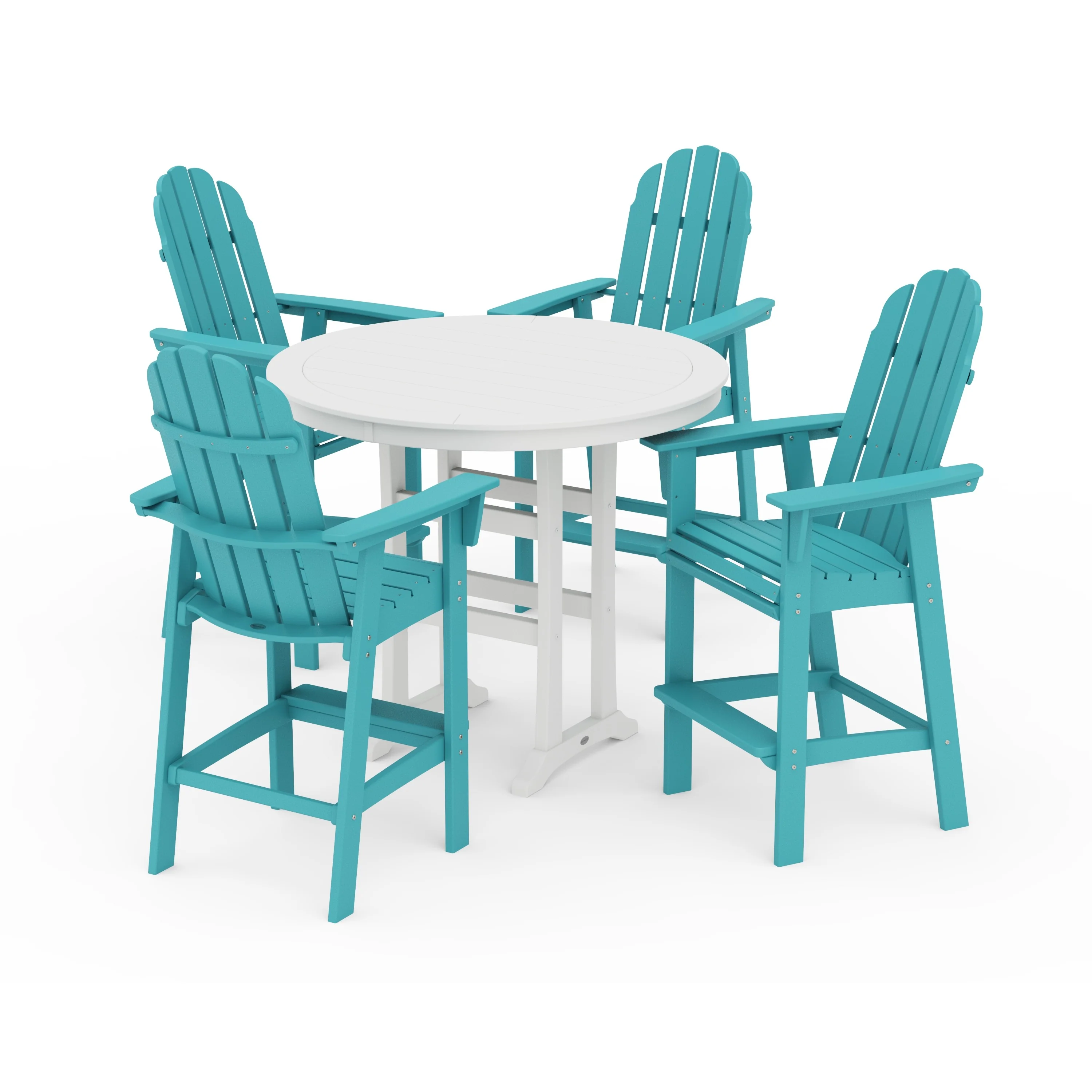 Vineyard Curveback Adirondack 5-Piece Nautical Trestle Bar Set - Image 24