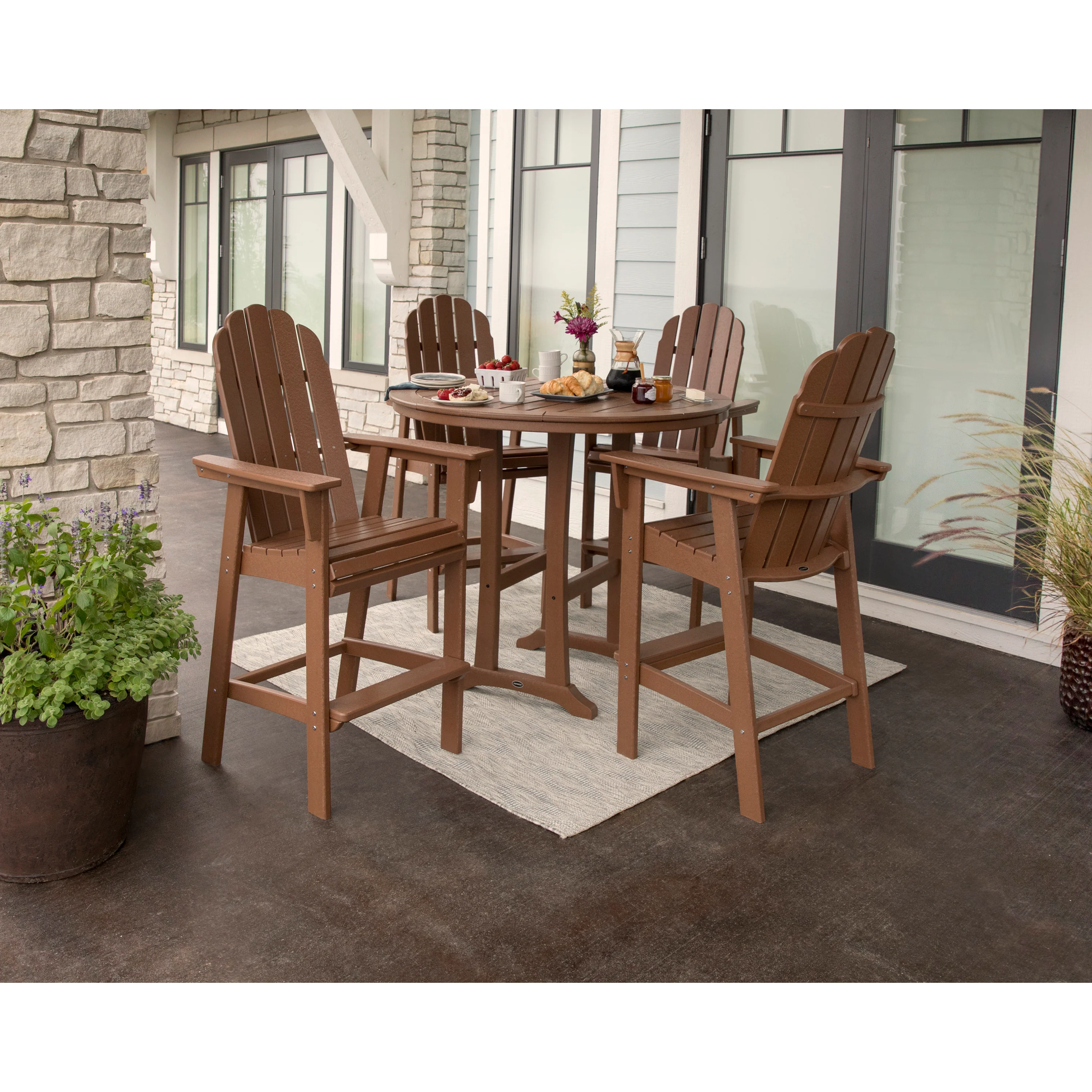 Vineyard Curveback Adirondack 5-Piece Nautical Trestle Bar Set - Image 3
