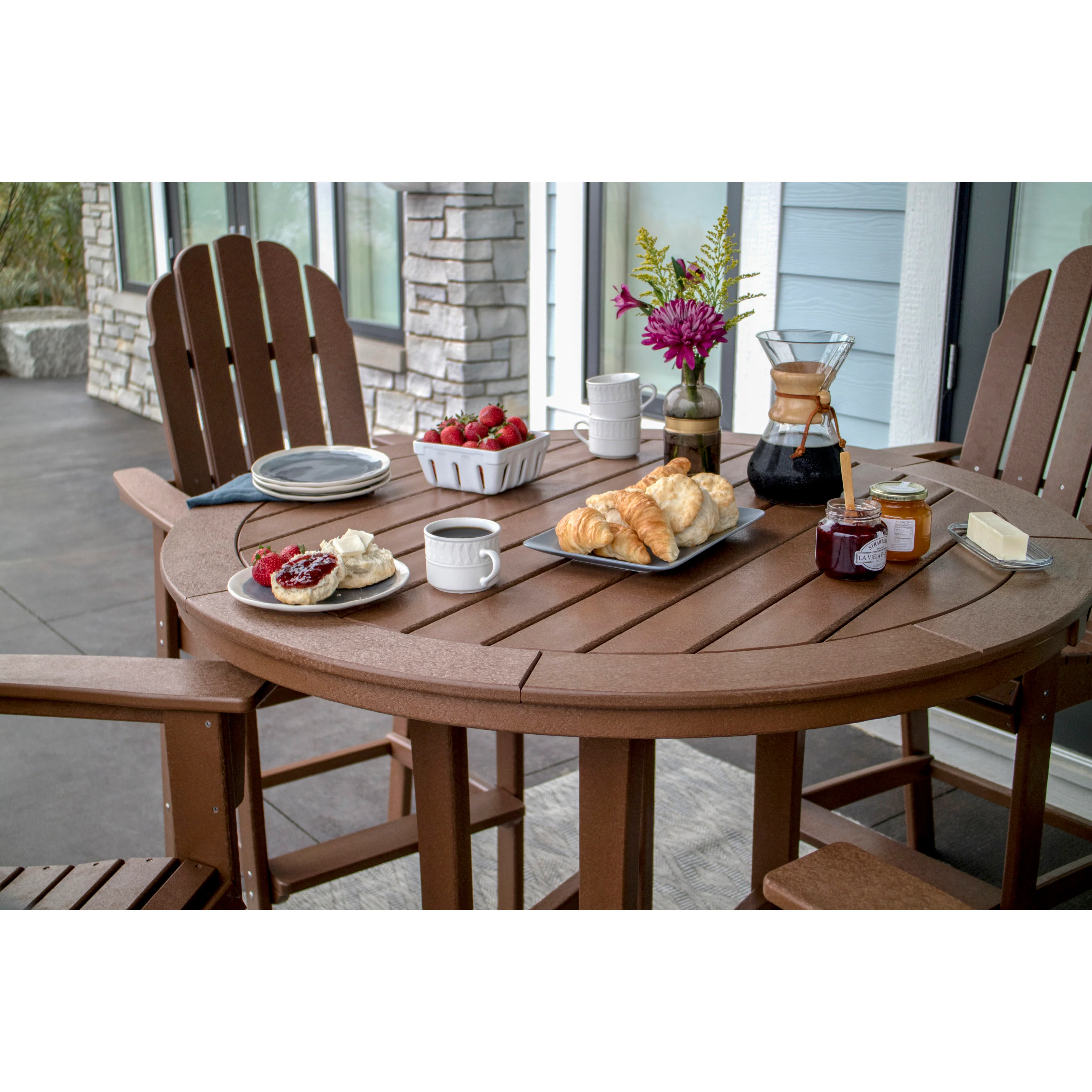 Vineyard Curveback Adirondack 5-Piece Nautical Trestle Bar Set - Image 5