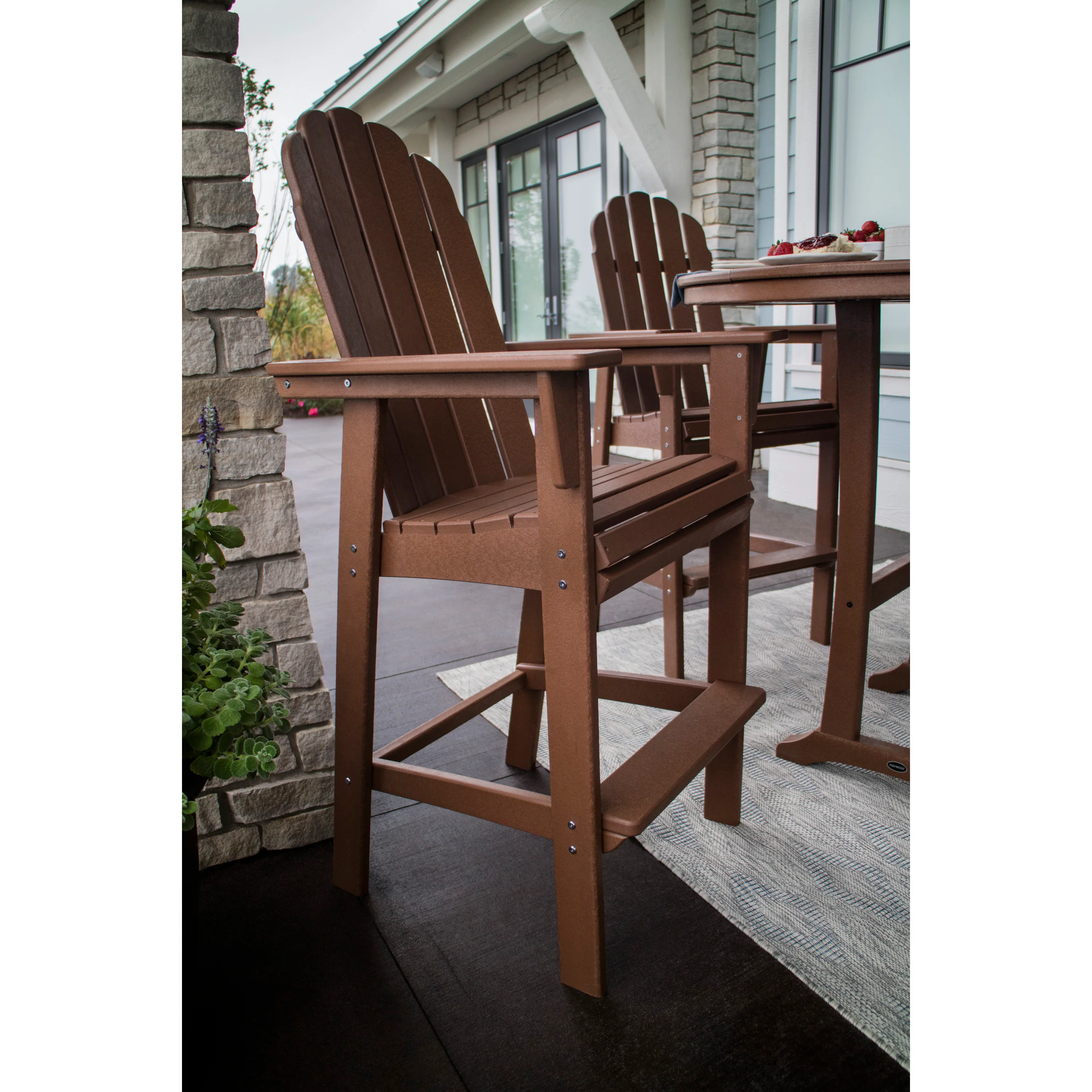 Vineyard Curveback Adirondack 5-Piece Nautical Trestle Bar Set - Image 8