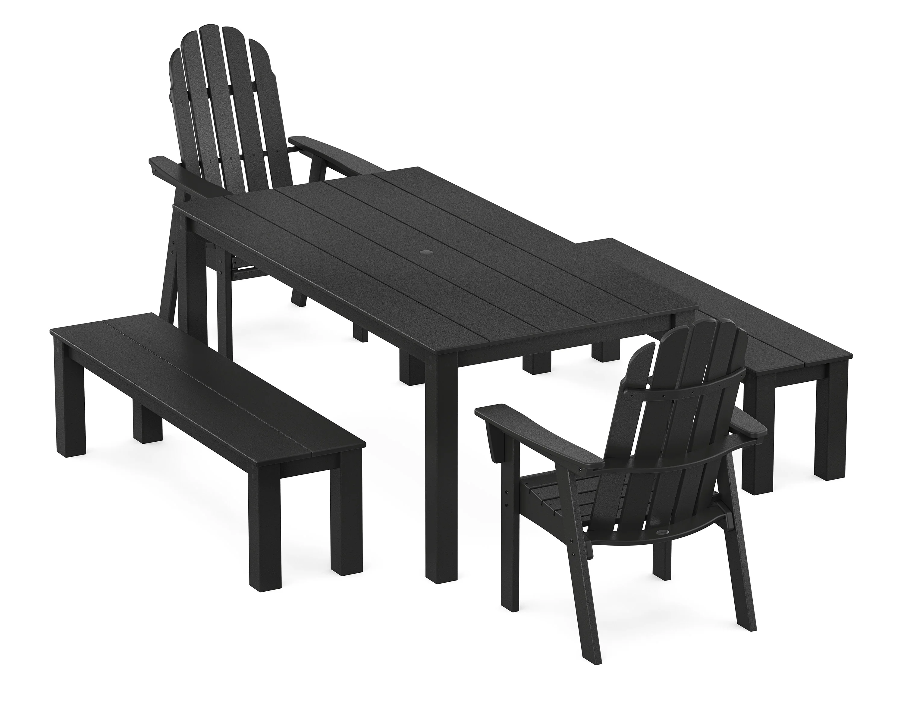 Vineyard Curveback Adirondack 5-Piece Parsons Dining Set with Benches - Image 4