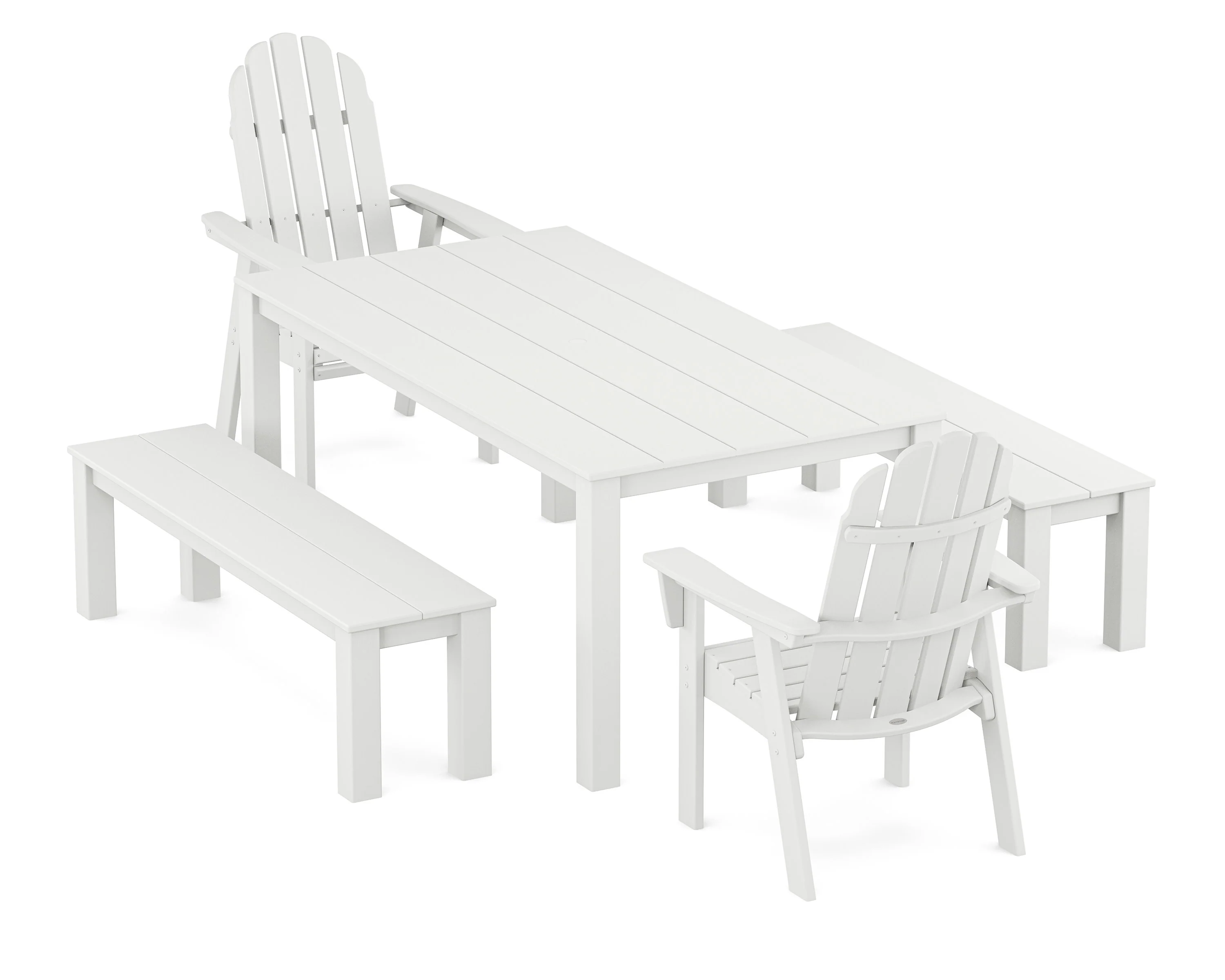 Vineyard Curveback Adirondack 5-Piece Parsons Dining Set with Benches - Image 5