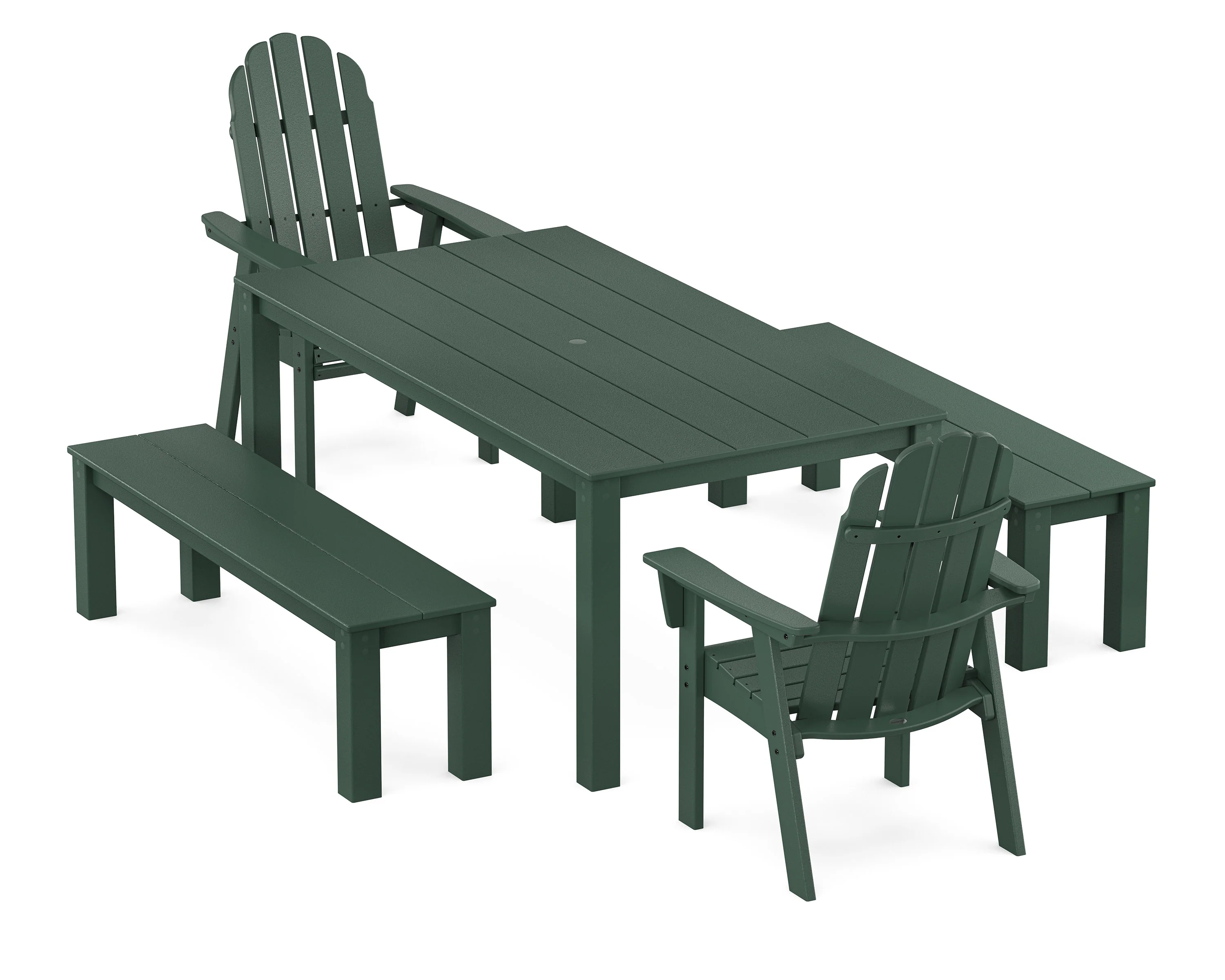 Vineyard Curveback Adirondack 5-Piece Parsons Dining Set with Benches - Image 8
