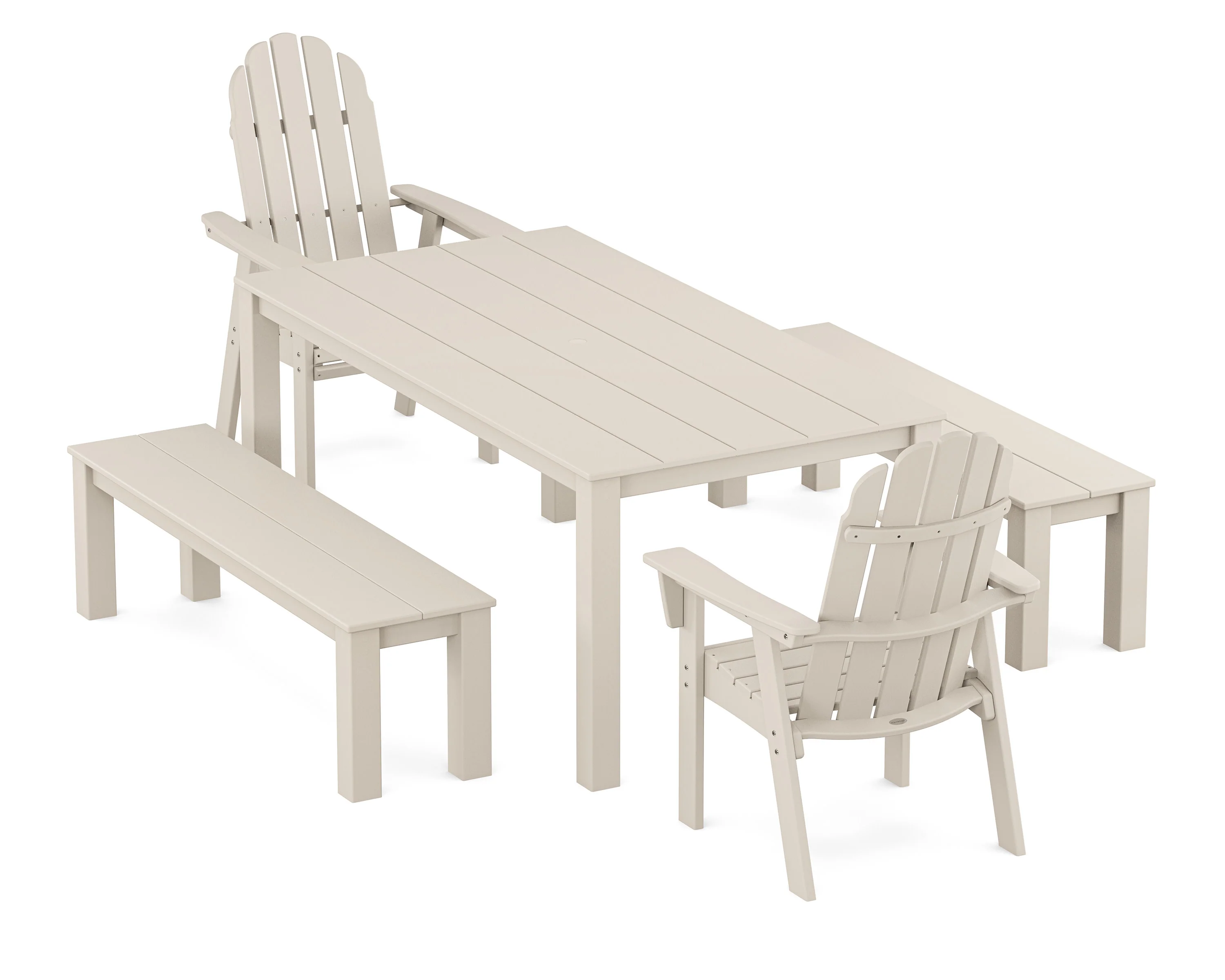Vineyard Curveback Adirondack 5-Piece Parsons Dining Set with Benches - Image 9