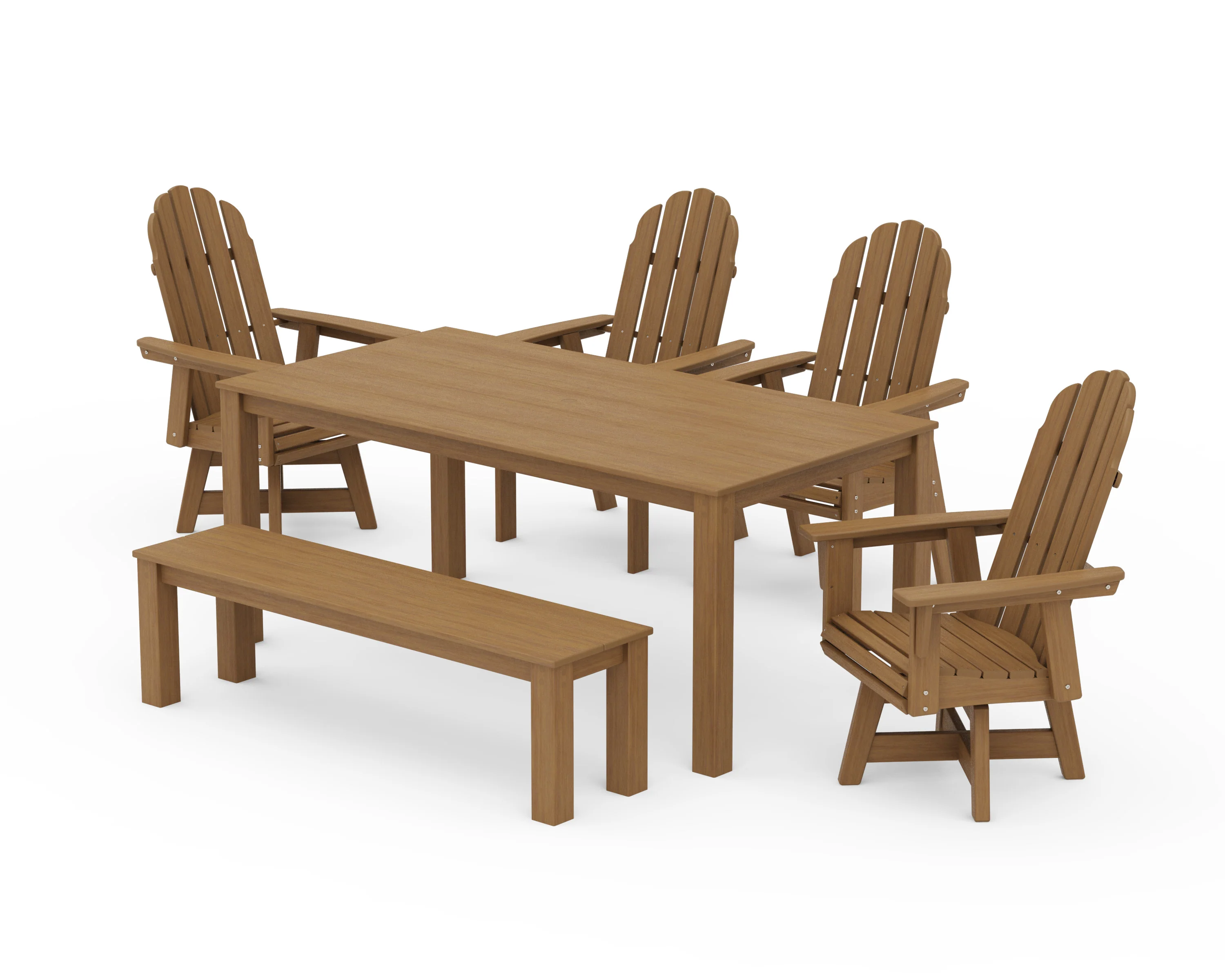 Vineyard Curveback Adirondack 6-Piece Parsons Swivel Dining Set with Bench - Image 10