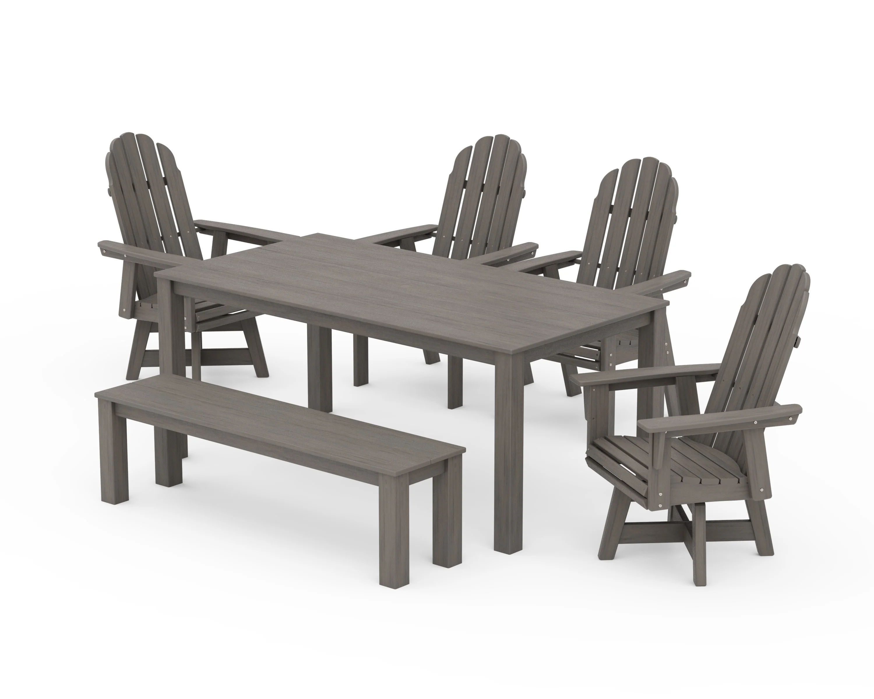 Vineyard Curveback Adirondack 6-Piece Parsons Swivel Dining Set with Bench - Image 11