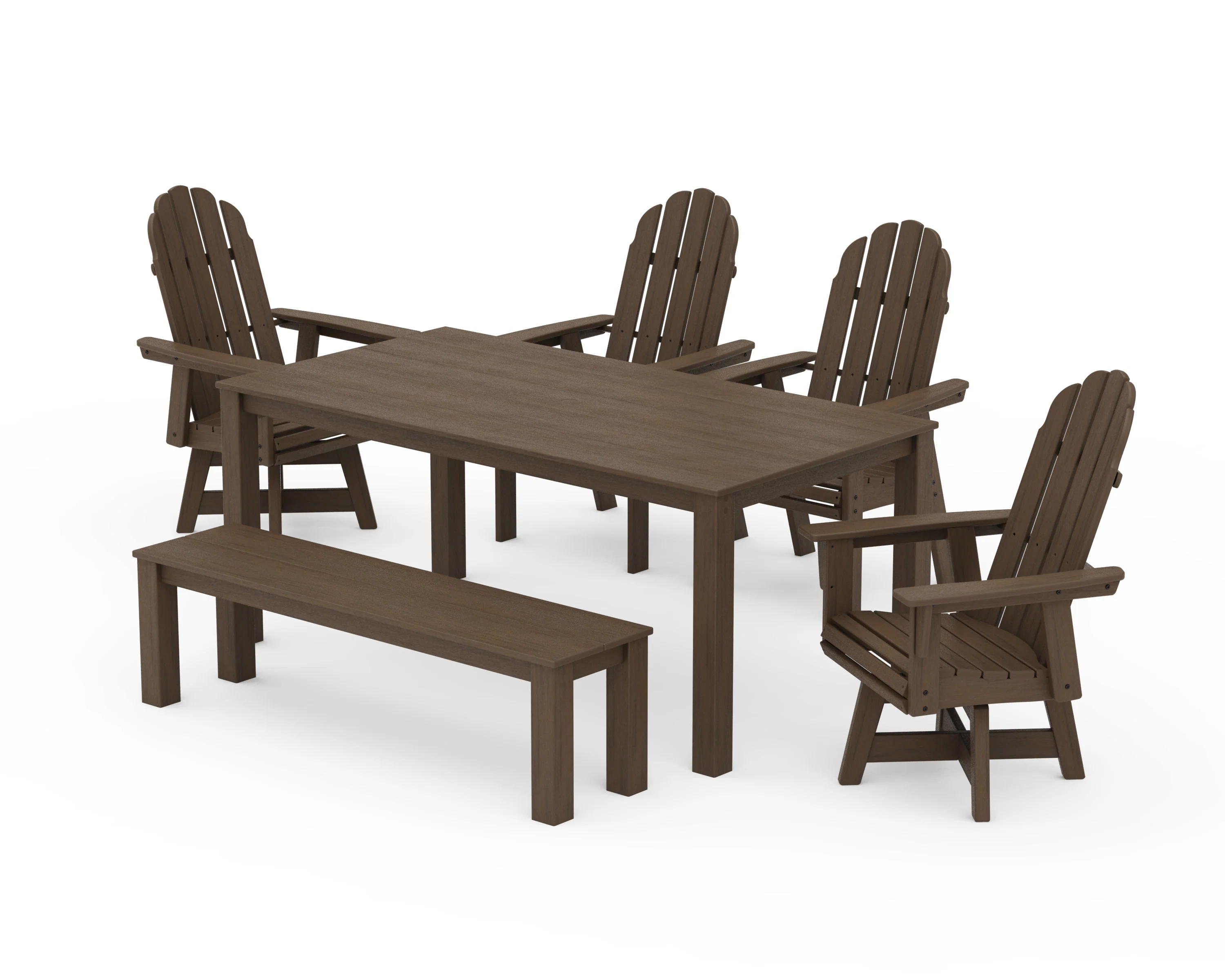 Vineyard Curveback Adirondack 6-Piece Parsons Swivel Dining Set with Bench - Image 12