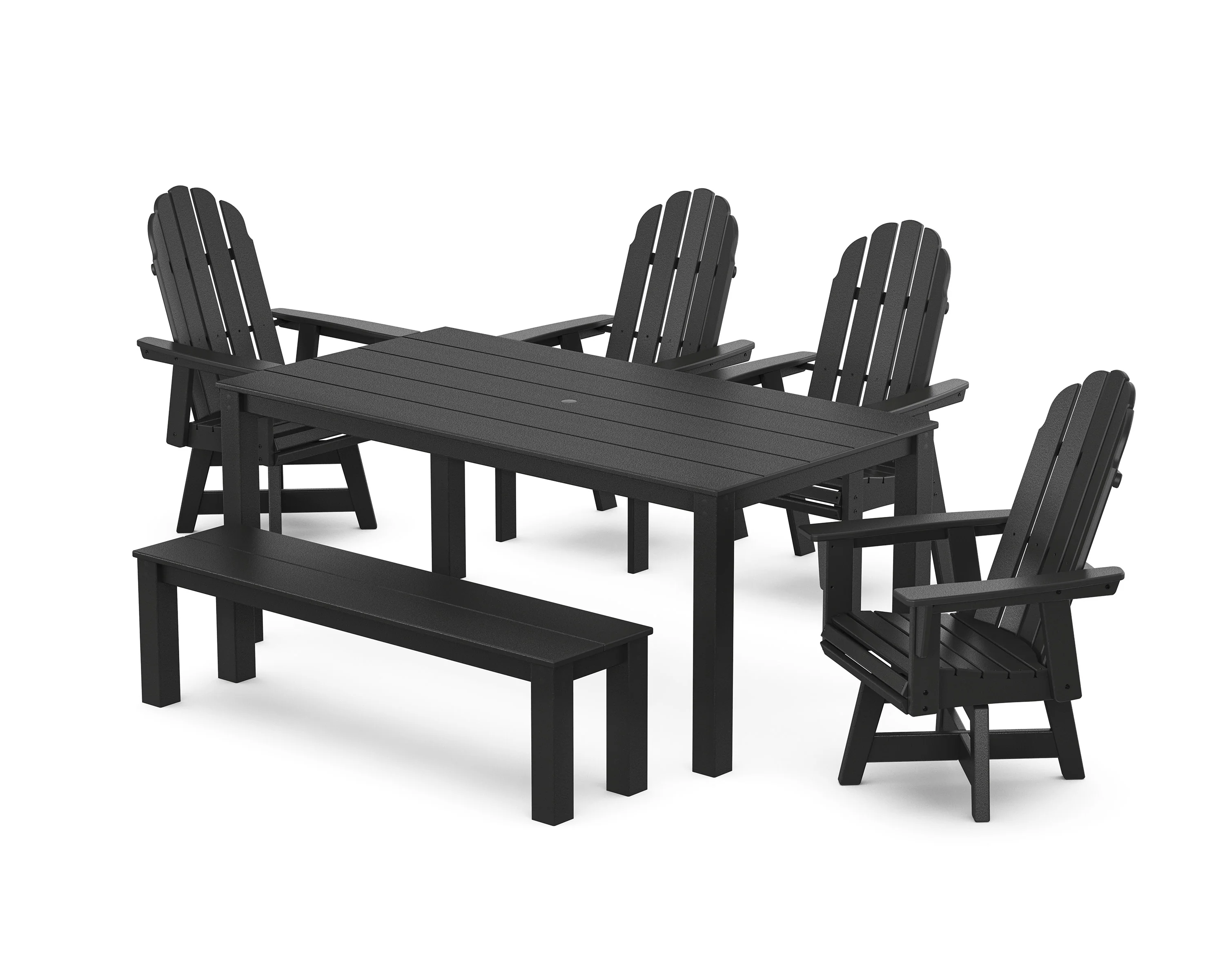 Vineyard Curveback Adirondack 6-Piece Parsons Swivel Dining Set with Bench - Image 5