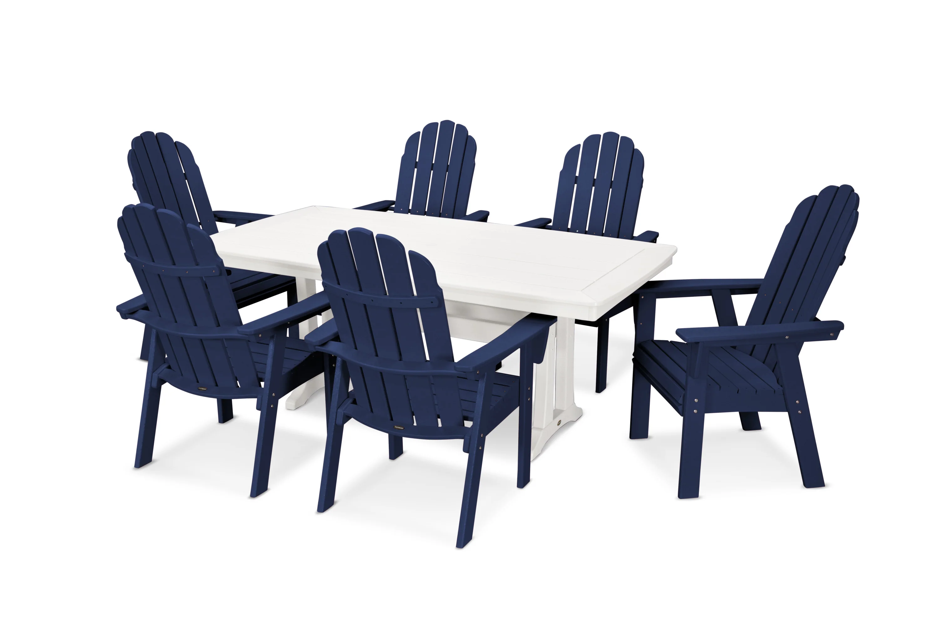 Vineyard Curveback Adirondack 7-Piece Dining Set with Trestle Legs - Image 5