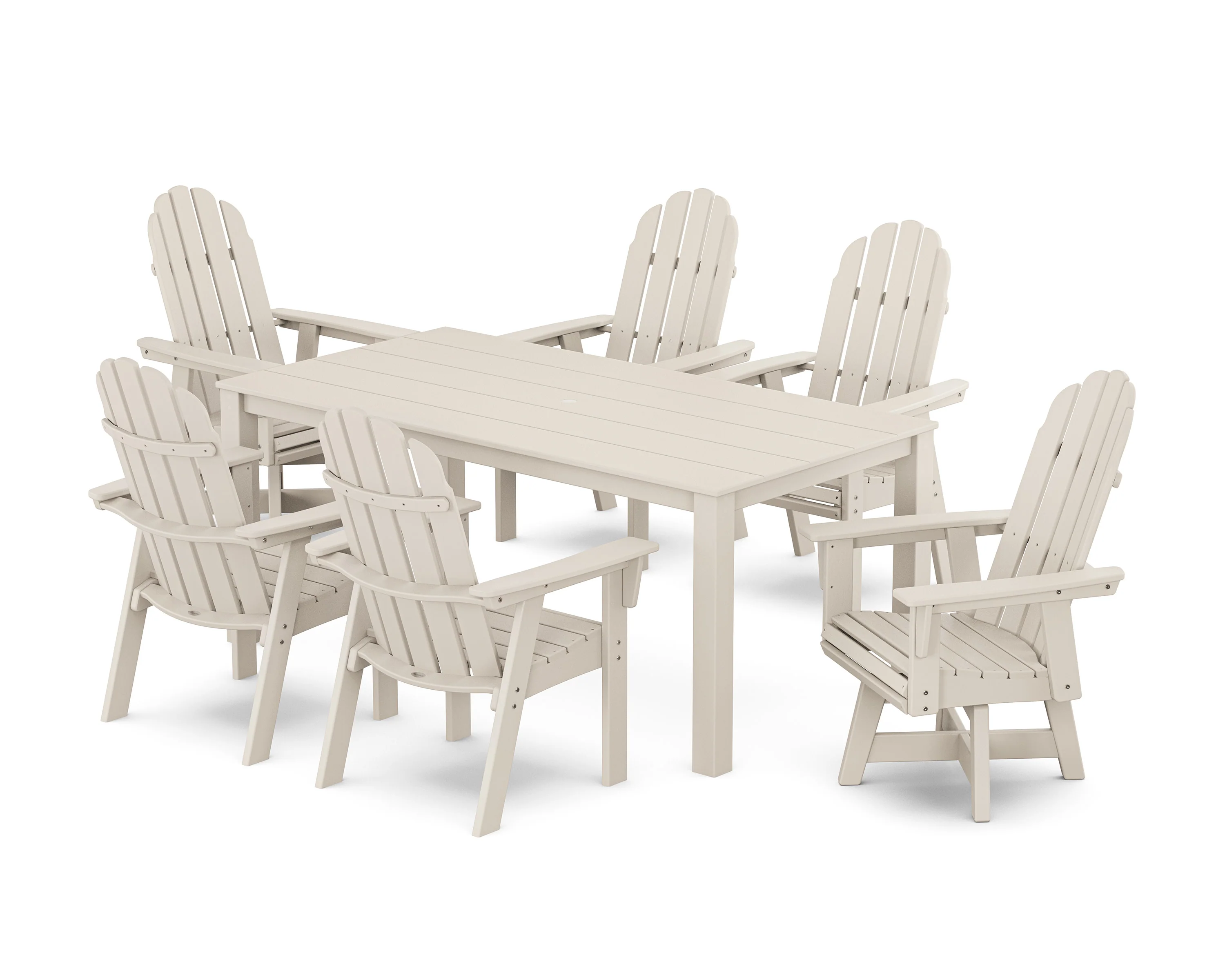 Vineyard Curveback Adirondack 7-Piece Parsons Swivel Dining Set - Image 6