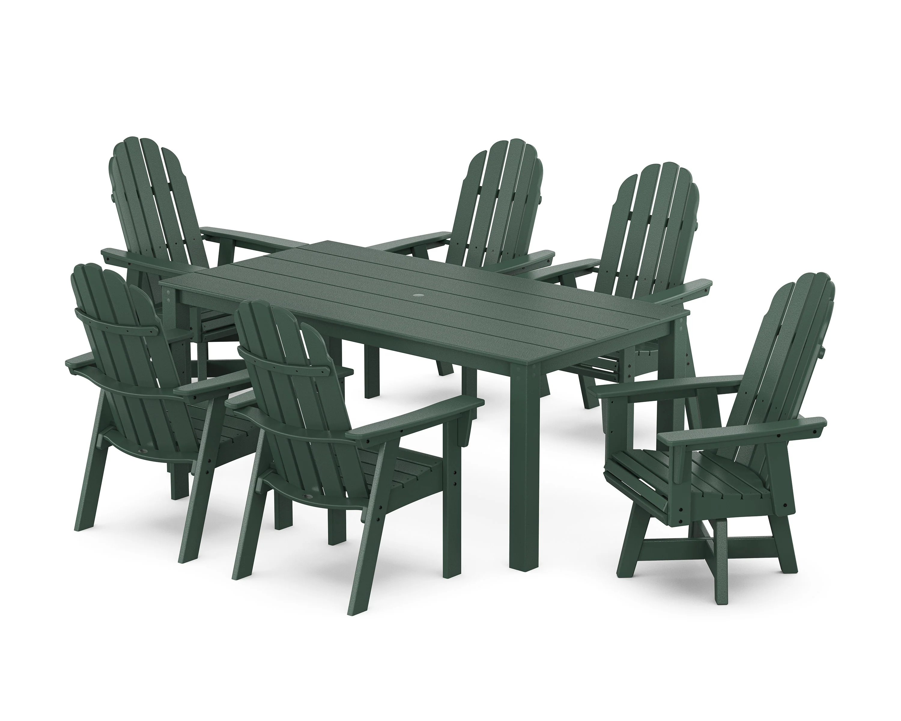 Vineyard Curveback Adirondack 7-Piece Parsons Swivel Dining Set - Image 9