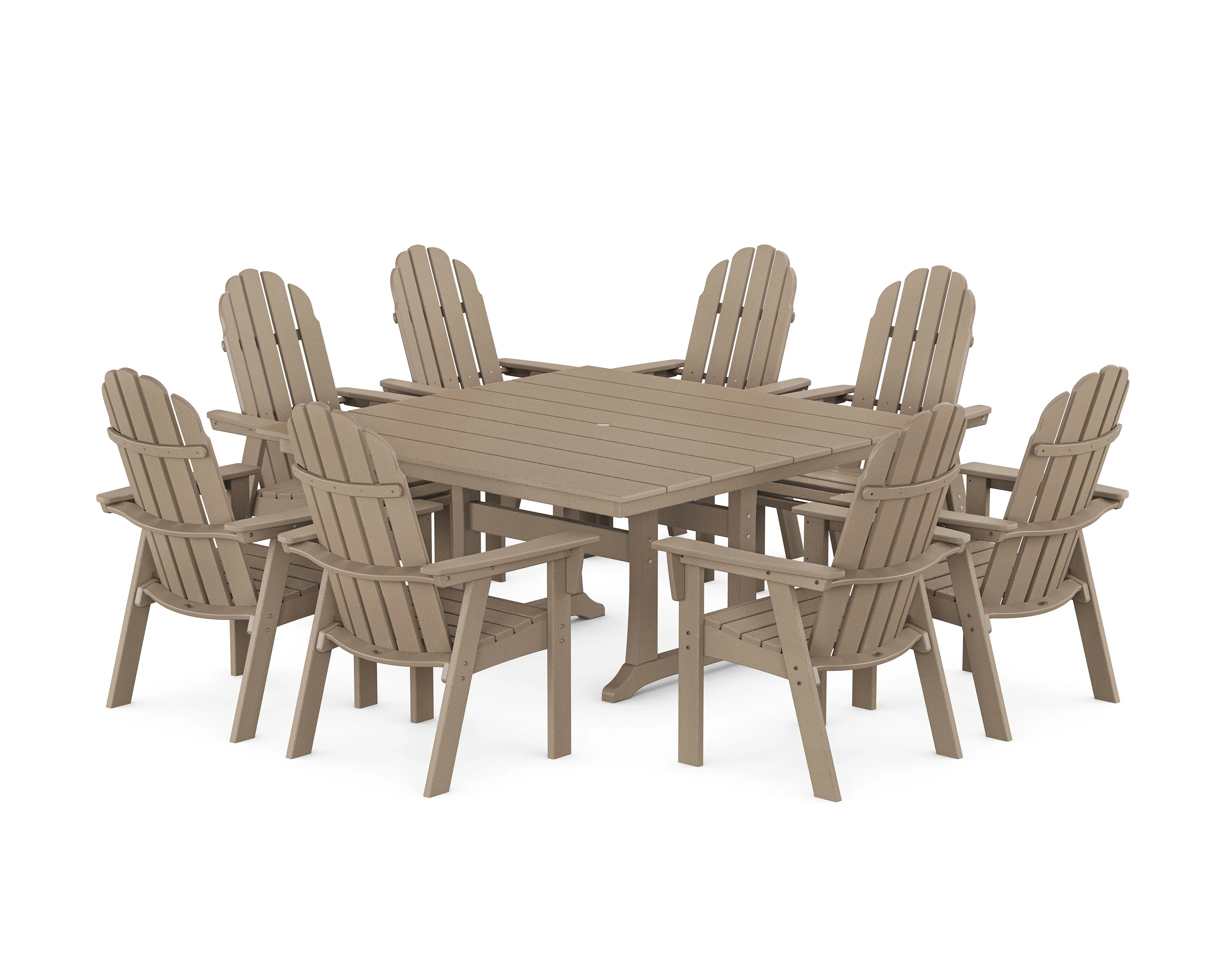 Vineyard Curveback Adirondack 9-Piece Square Farmhouse Dining Set with Trestle Legs - Image 16