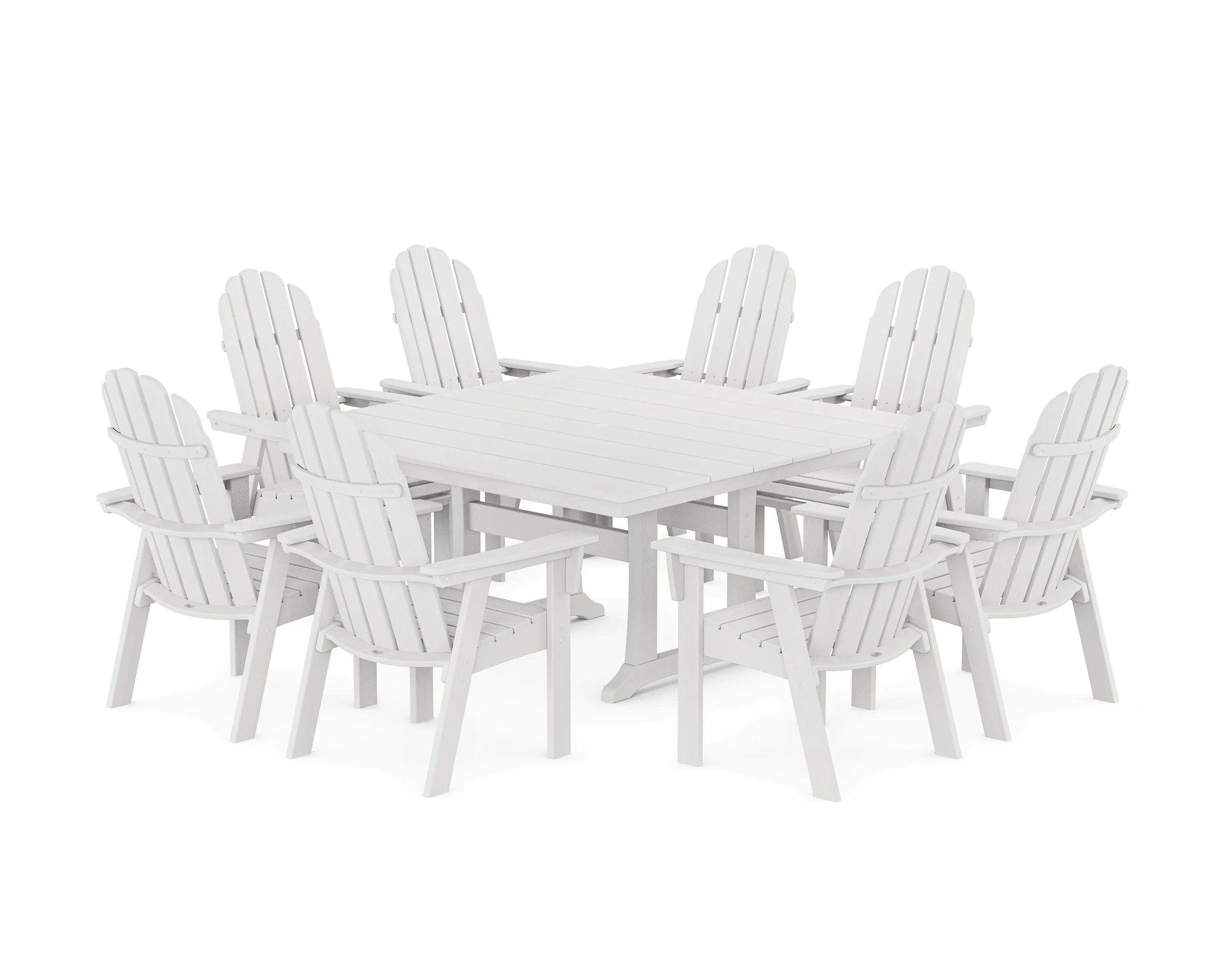 Vineyard Curveback Adirondack 9-Piece Square Farmhouse Dining Set with Trestle Legs - Image 17