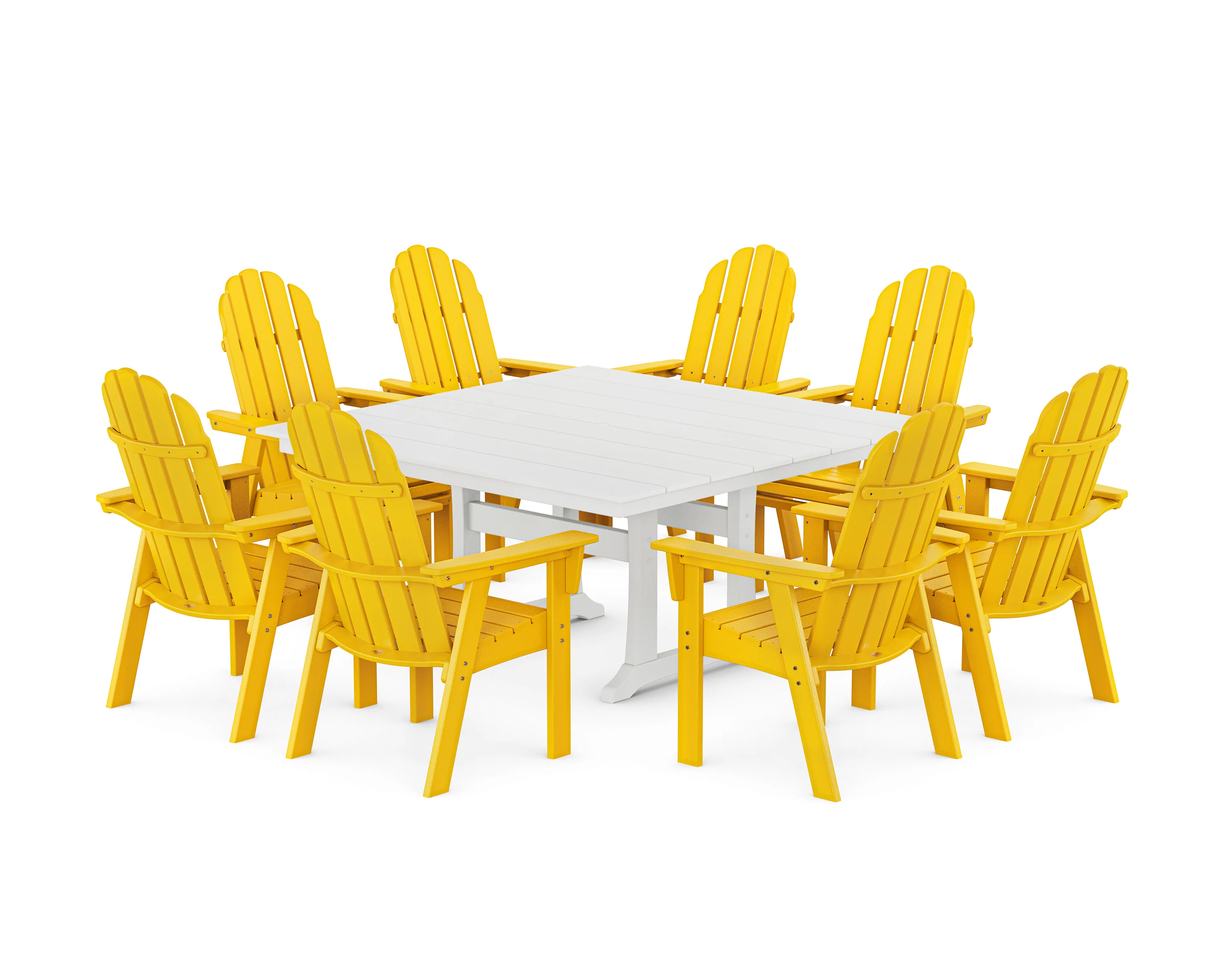 Vineyard Curveback Adirondack 9-Piece Square Farmhouse Dining Set with Trestle Legs - Image 19