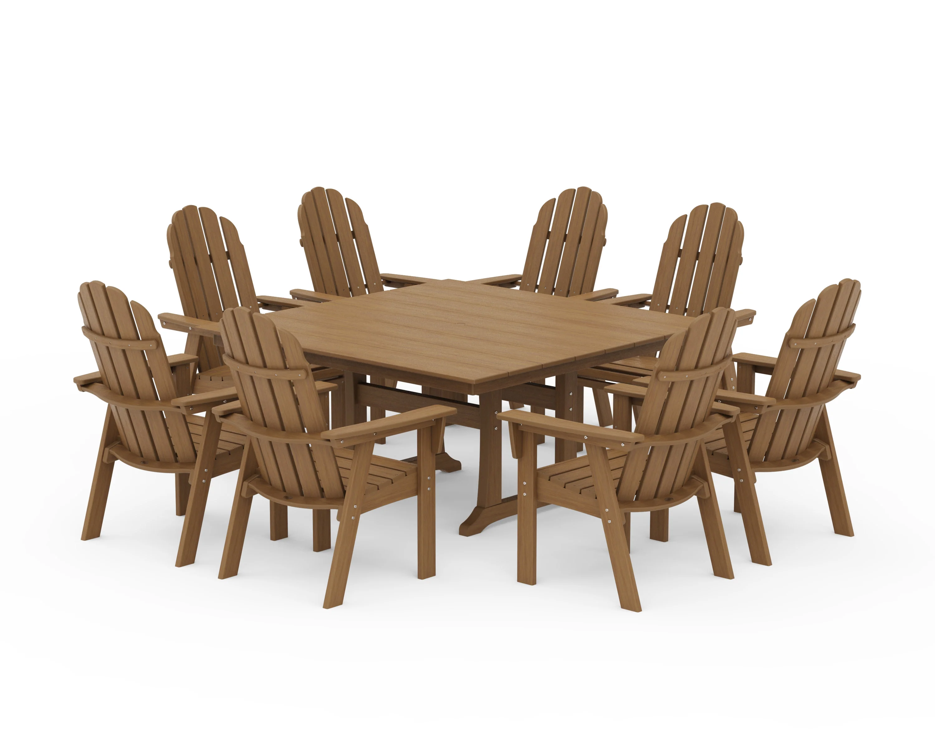 Vineyard Curveback Adirondack 9-Piece Square Farmhouse Dining Set with Trestle Legs - Image 20