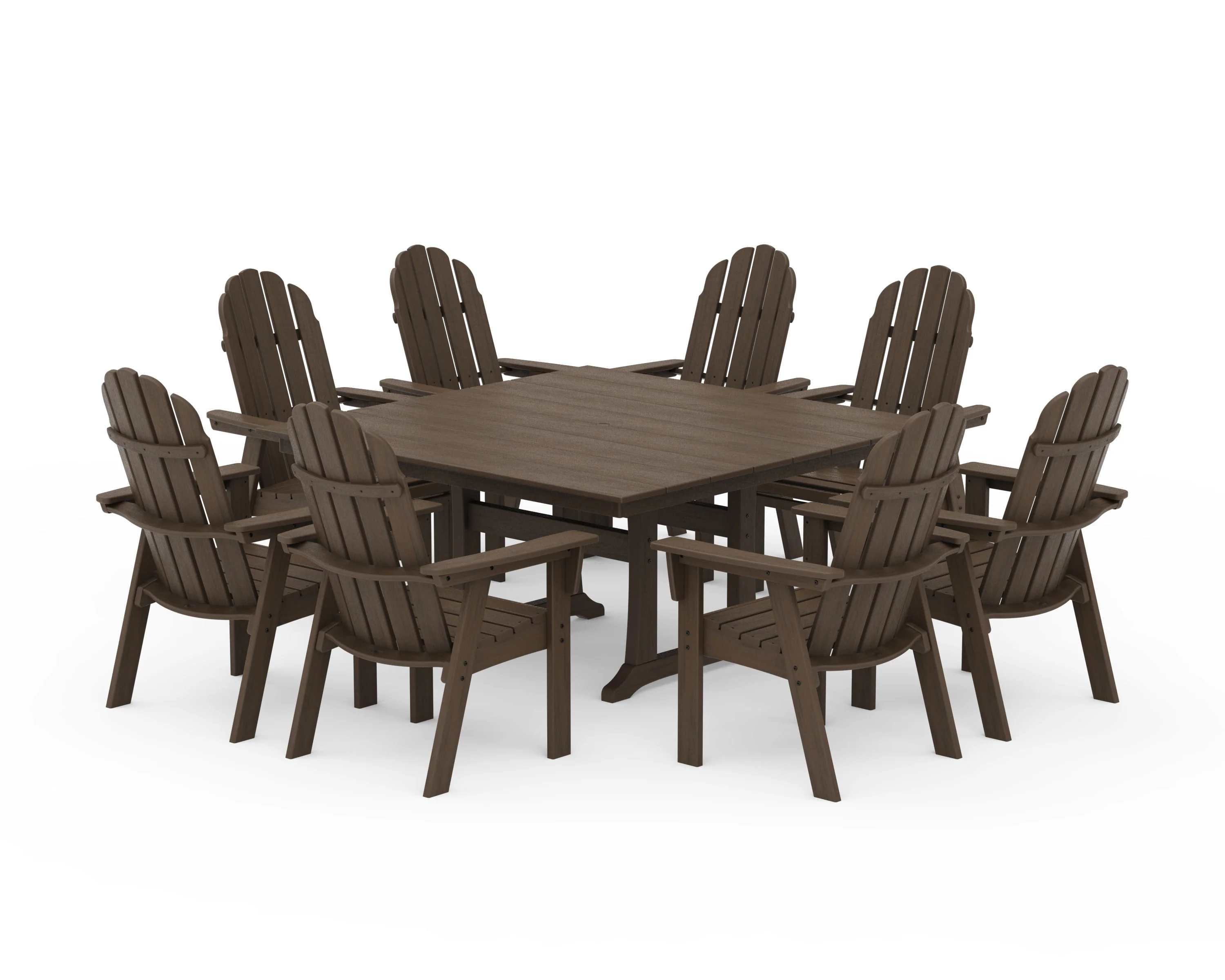 Vineyard Curveback Adirondack 9-Piece Square Farmhouse Dining Set with Trestle Legs - Image 22