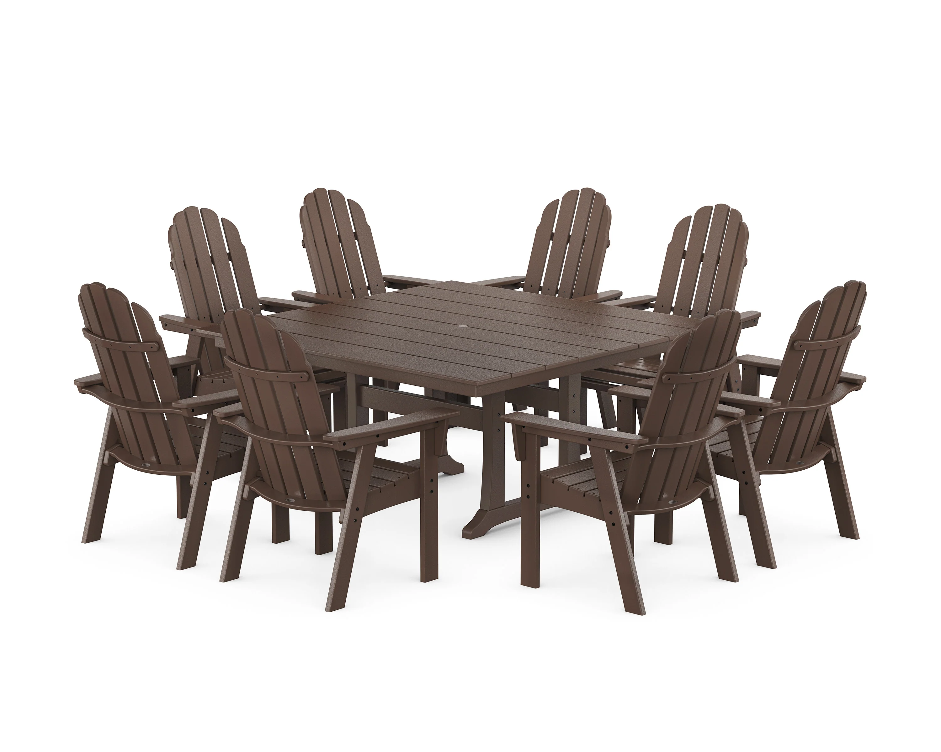 Vineyard Curveback Adirondack 9-Piece Square Farmhouse Dining Set with Trestle Legs - Image 6