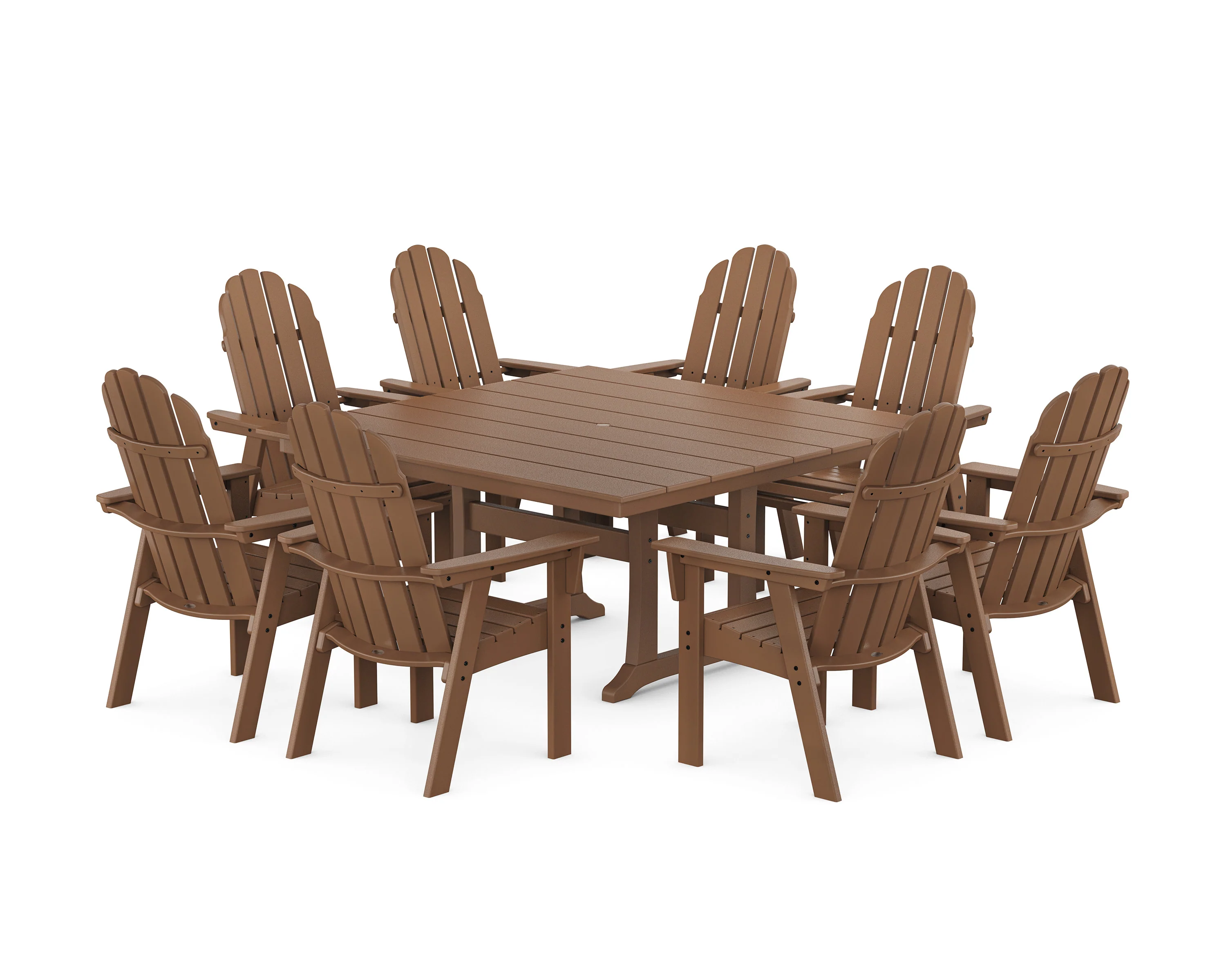 Vineyard Curveback Adirondack 9-Piece Square Farmhouse Dining Set with Trestle Legs - Image 8
