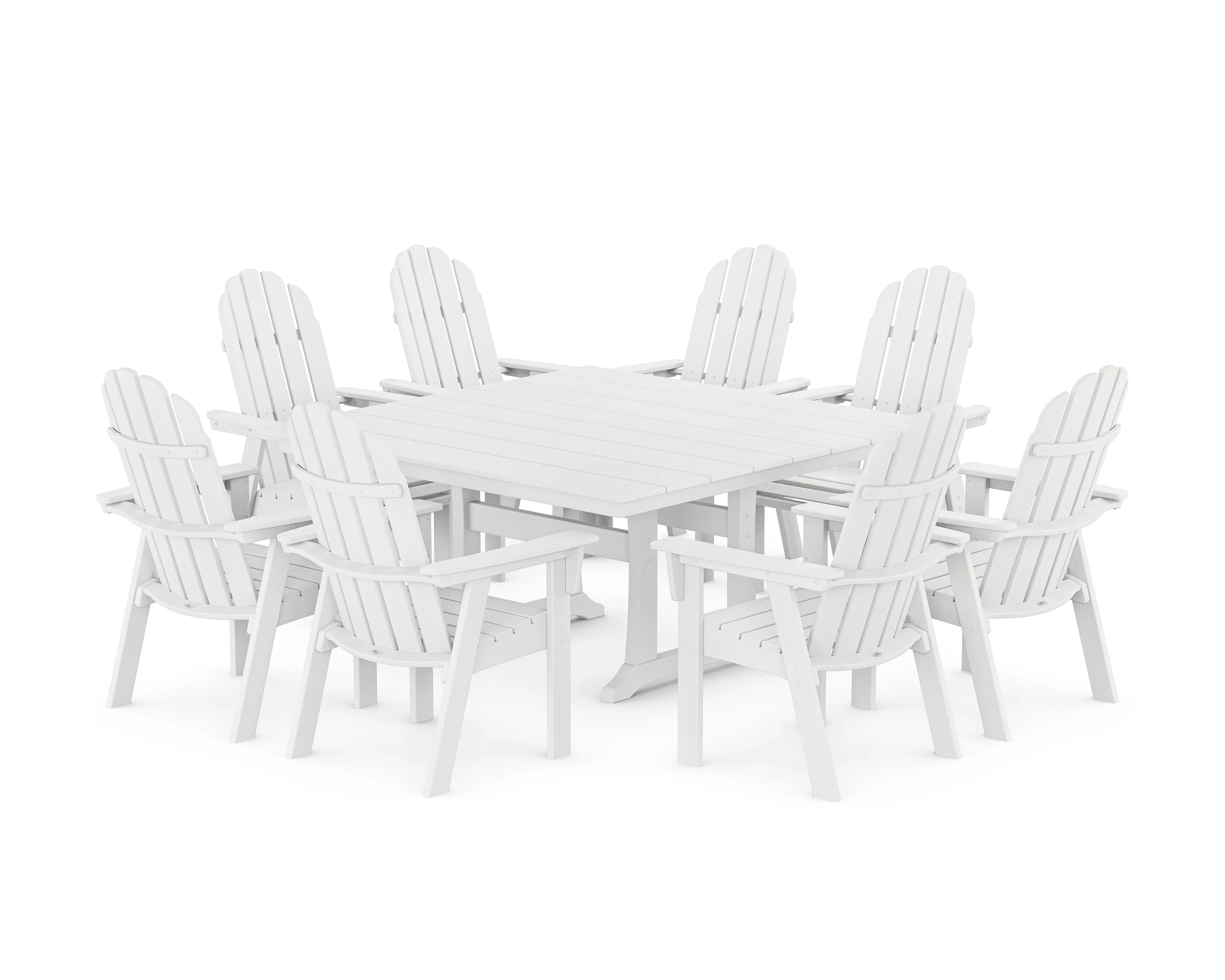 Vineyard Curveback Adirondack 9-Piece Square Farmhouse Dining Set with Trestle Legs - Image 9
