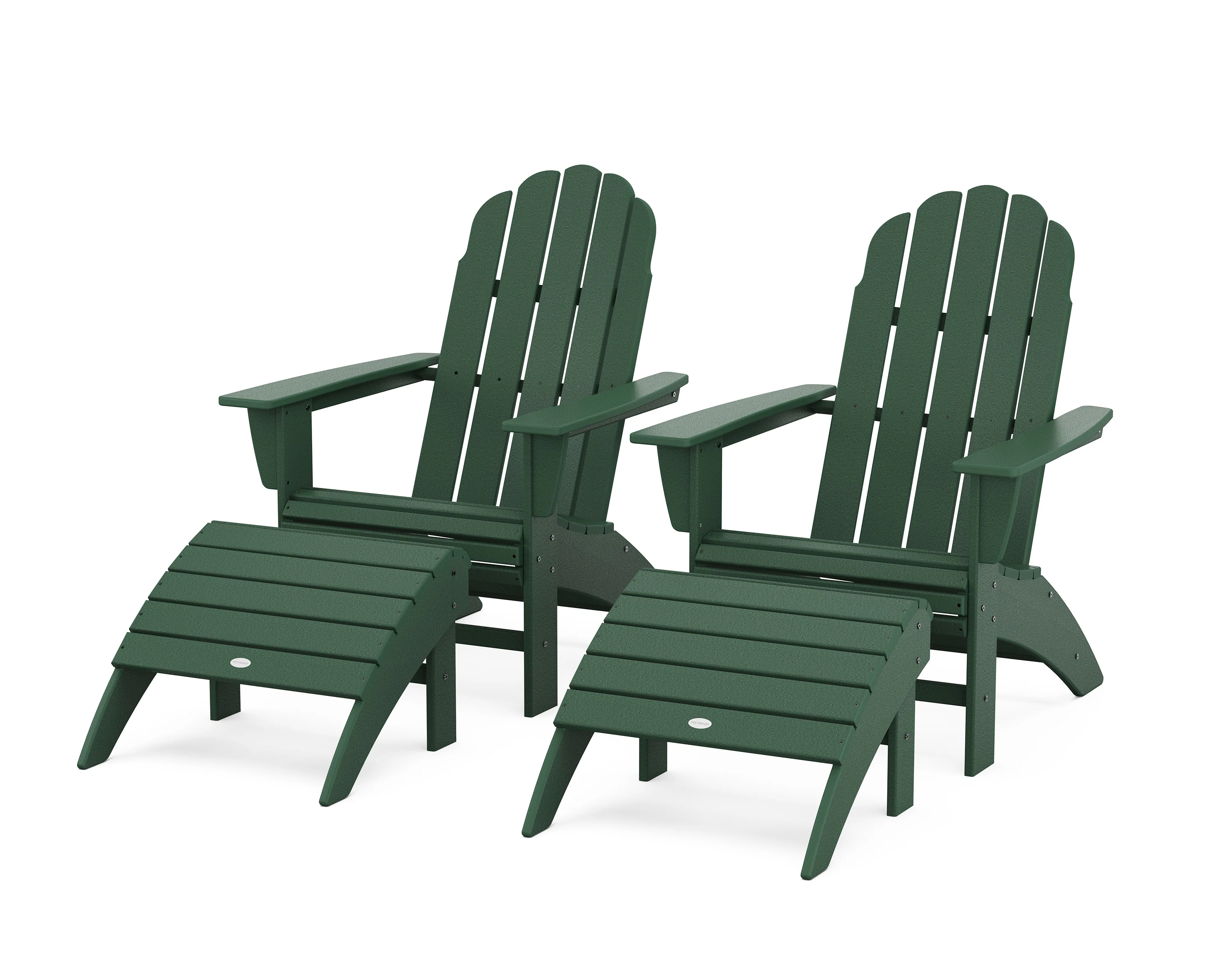 Vineyard Curveback Adirondack Chair 4-Piece Set with Ottomans - Image 4