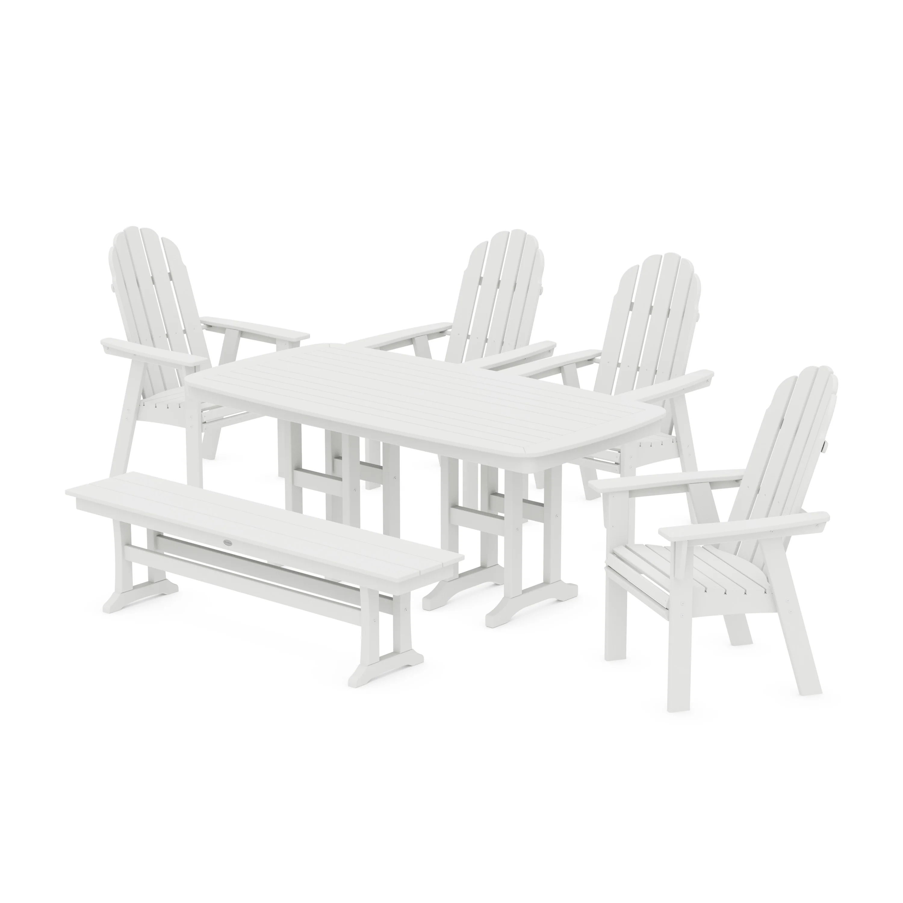 Vineyard Curveback Adirondack Chair 6-Piece Dining Set with Bench - Image 10