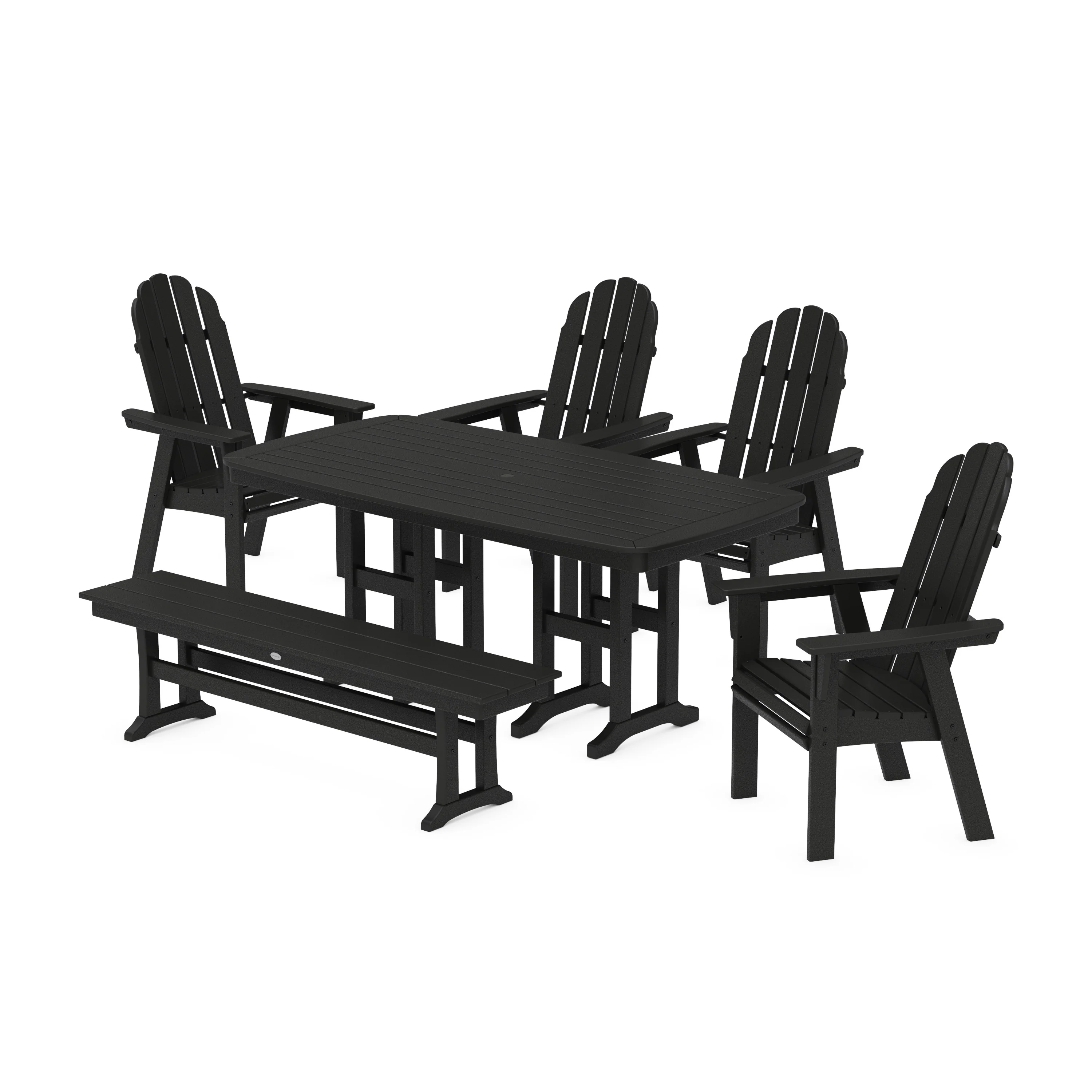 Vineyard Curveback Adirondack Chair 6-Piece Dining Set with Bench - Image 5