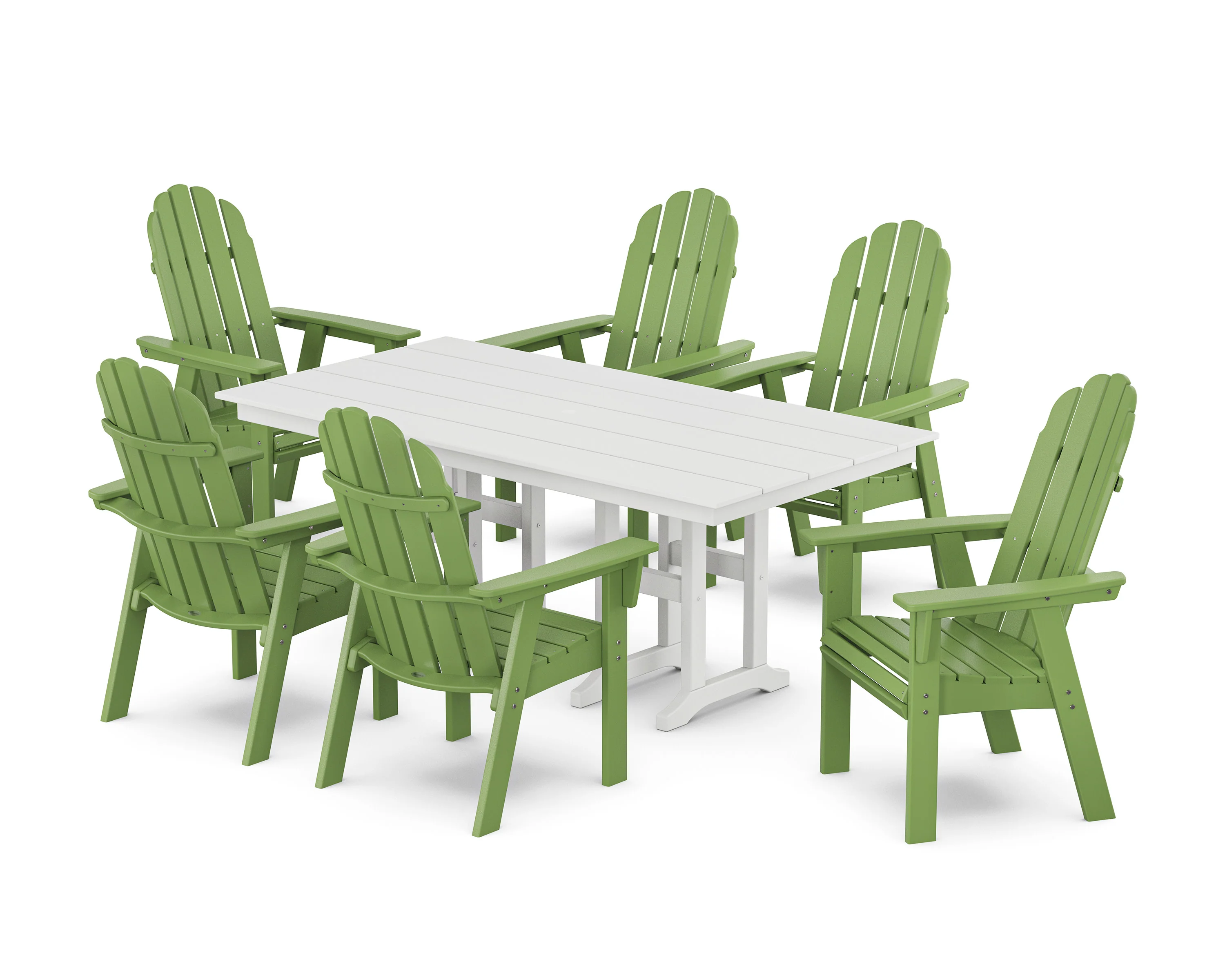 Vineyard Curveback Adirondack Chair 7-Piece Farmhouse Dining Set - Image 11